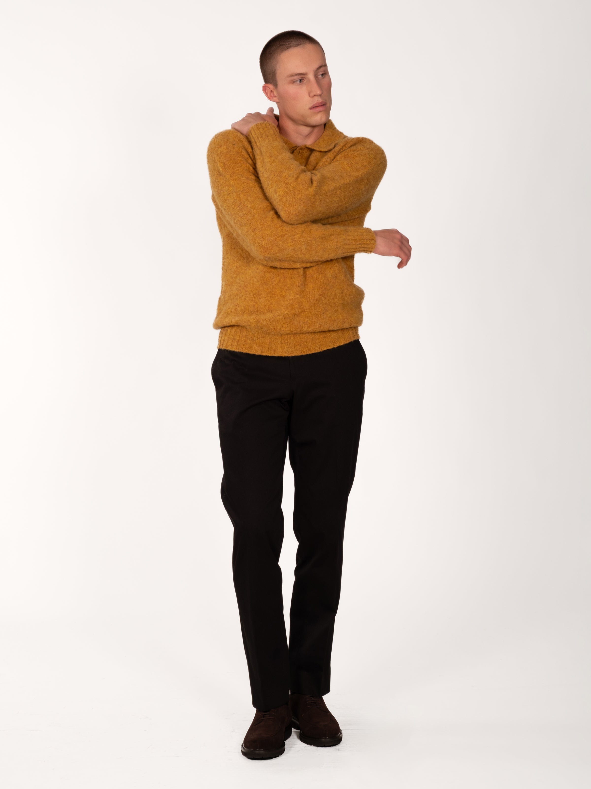 Heavy Gauge Shetland Polo - Cumin