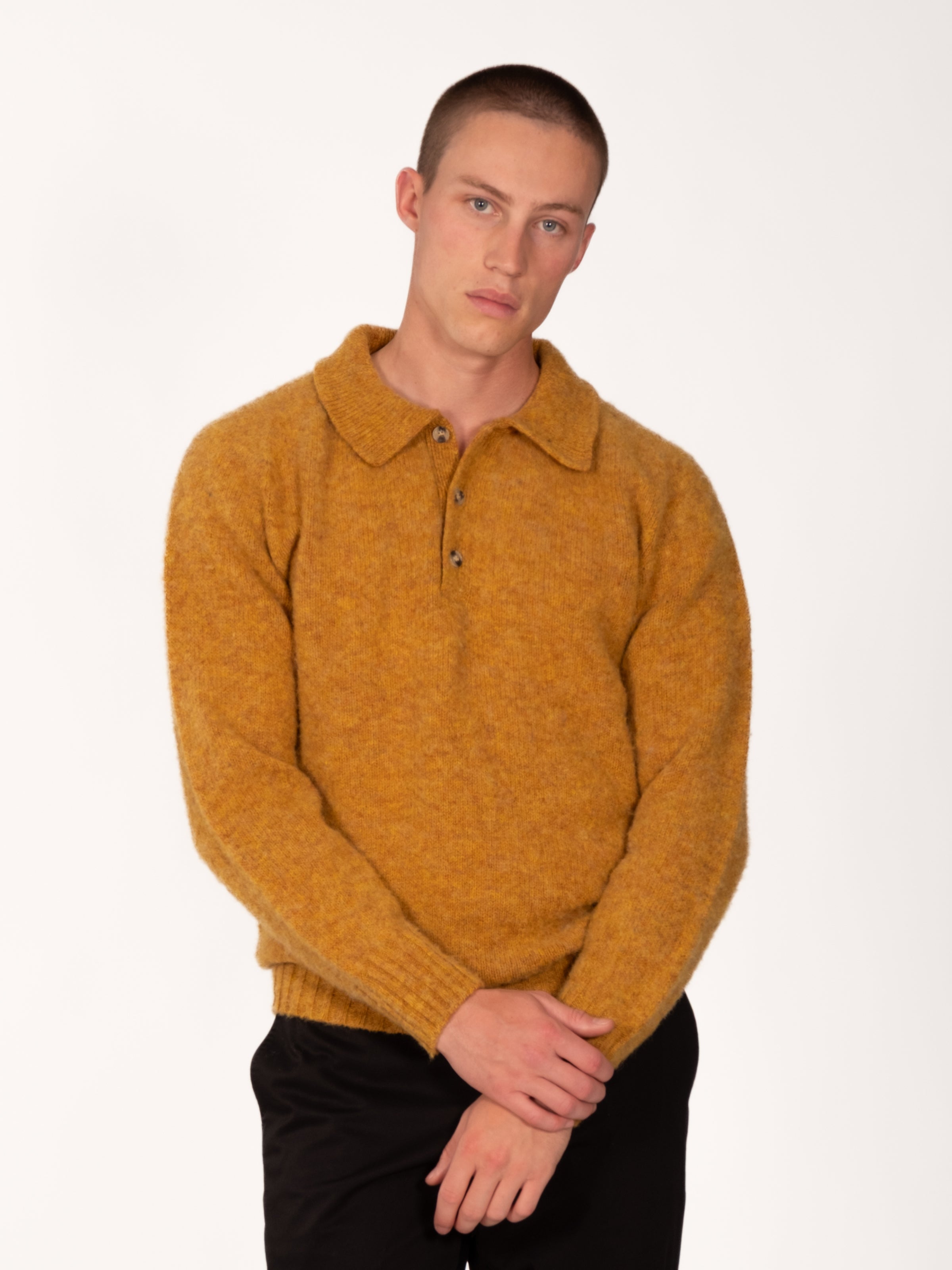 Heavy Gauge Shetland Polo - Sienna