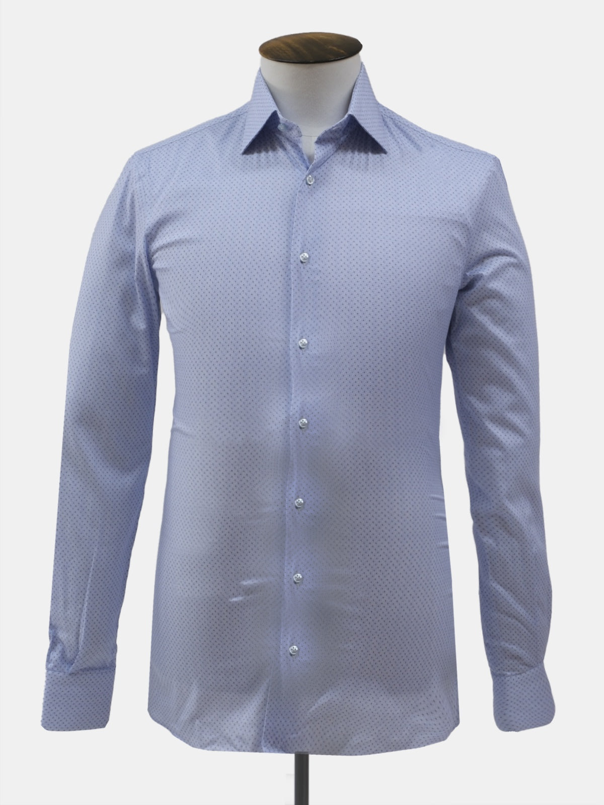 Blue and Brown Dot Spread Collar Shirt  - LUCKY LAST