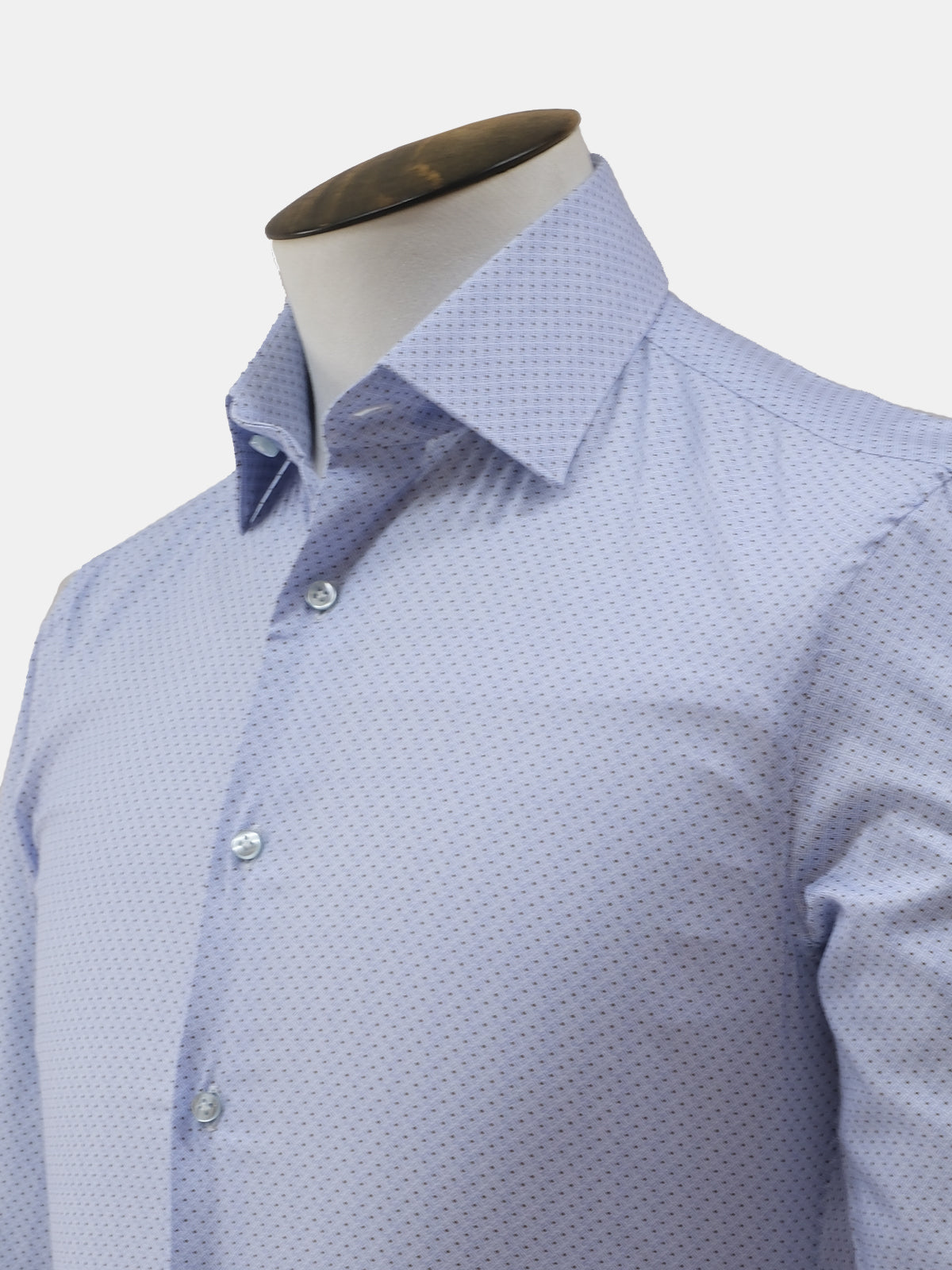 Blue and Brown Dot Spread Collar Shirt  - LUCKY LAST
