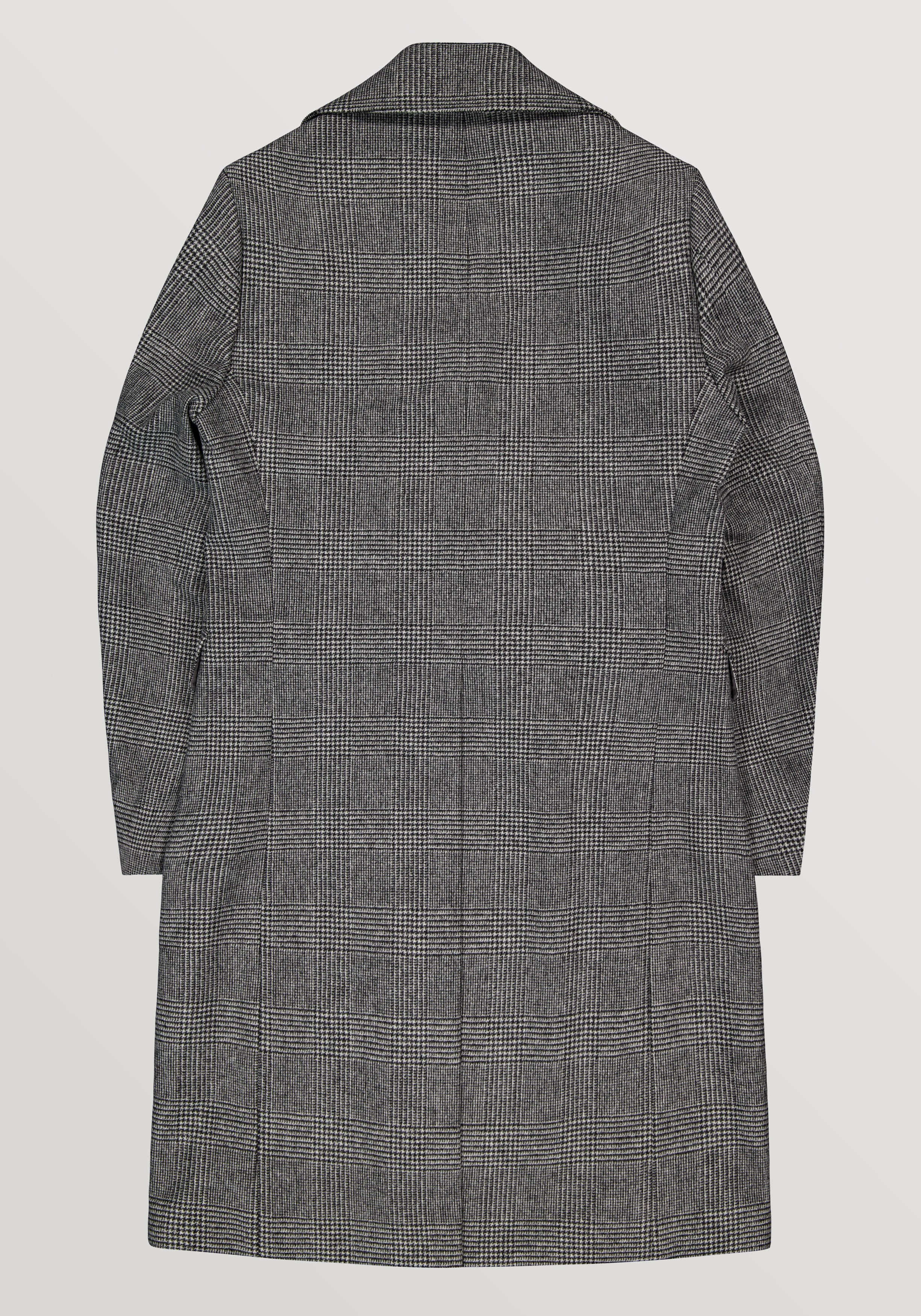Double-Breasted Overcoat - Ecru & Black Glen Plaid