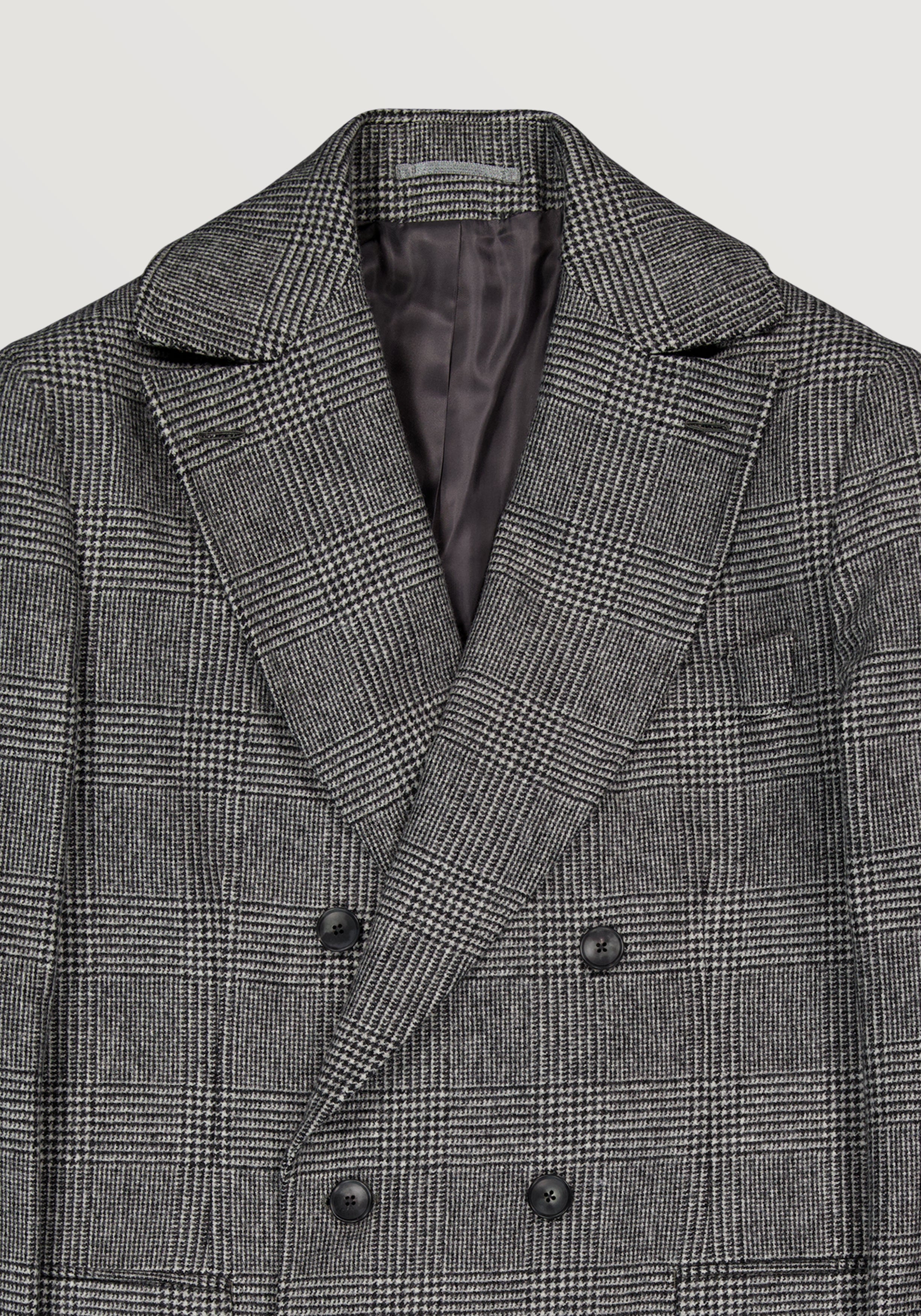 Double-Breasted Overcoat - Ecru & Black Glen Plaid
