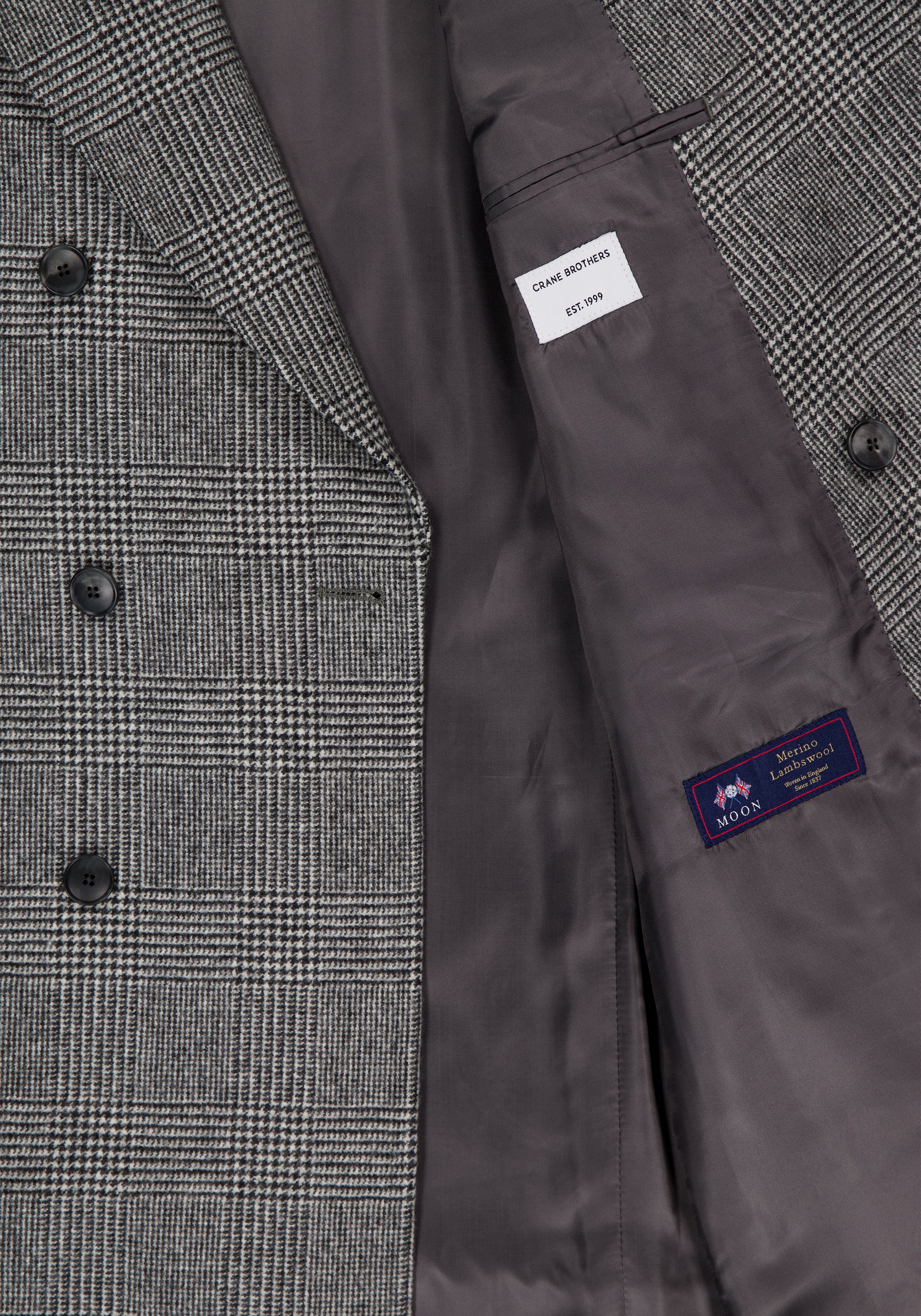 Double-Breasted Overcoat - Ecru & Black Glen Plaid