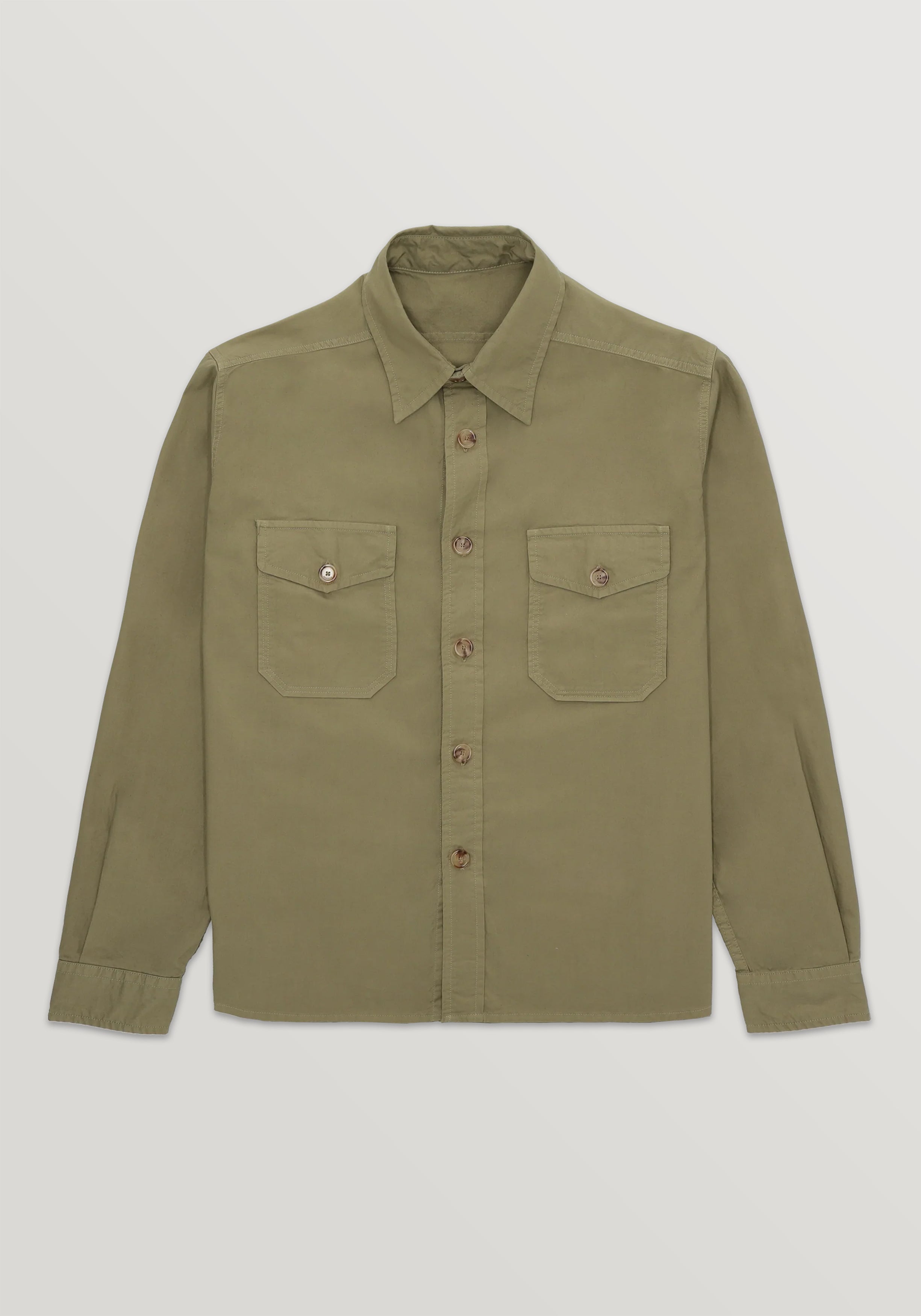 Fortela Twill Cotton Overshirt - Sage