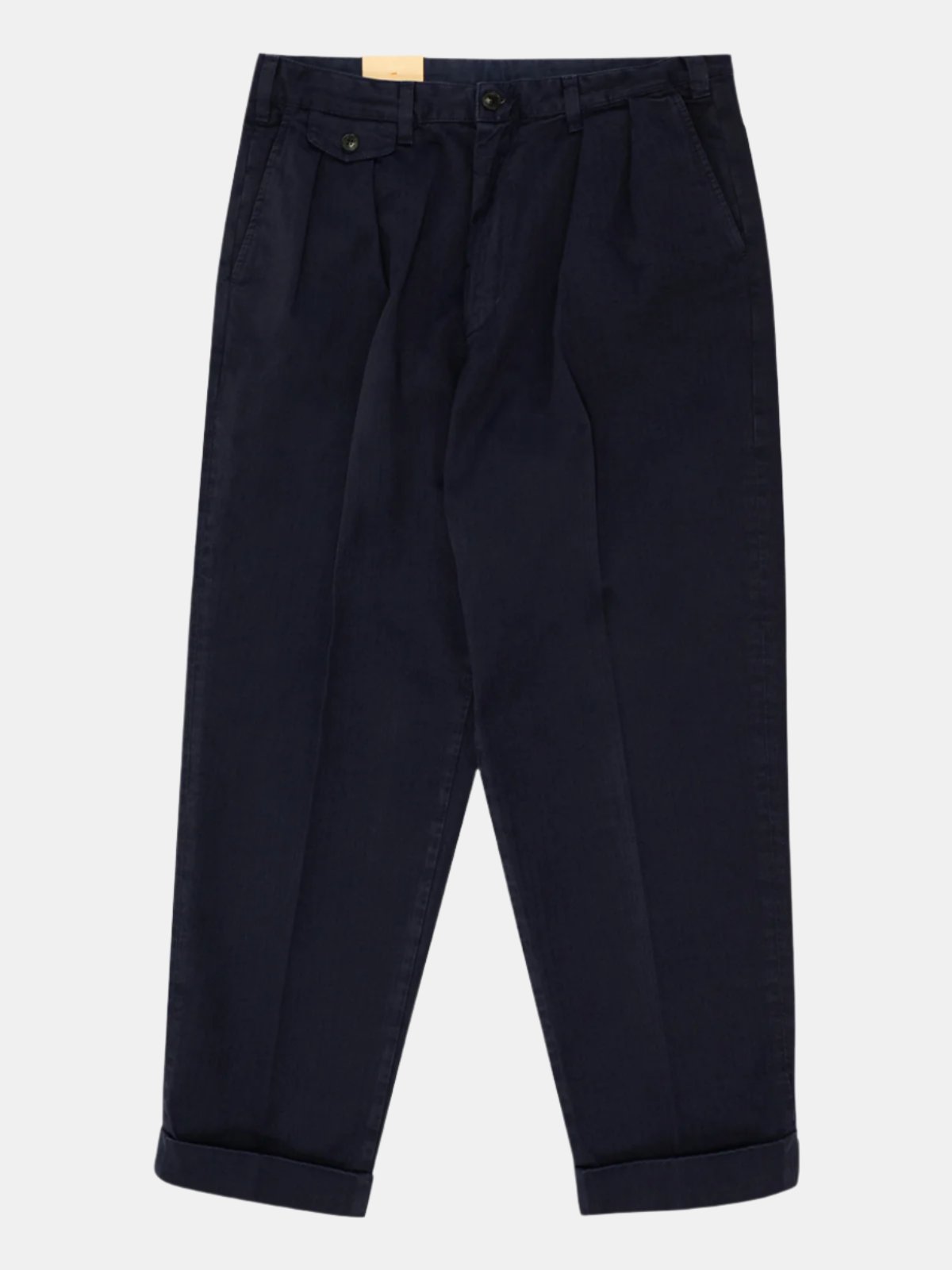 Fortela Pleated Seattle Trousers - Navy Herringbone