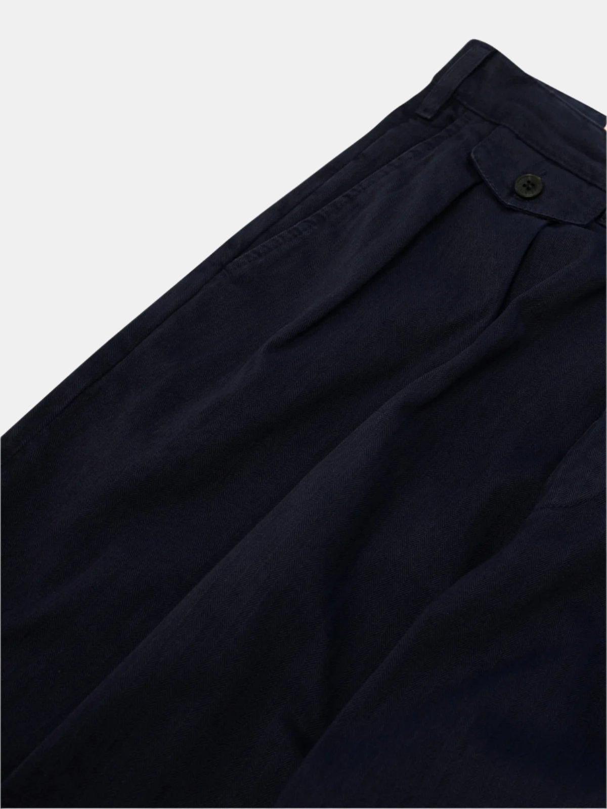 Fortela Pleated Seattle Trousers - Navy Herringbone