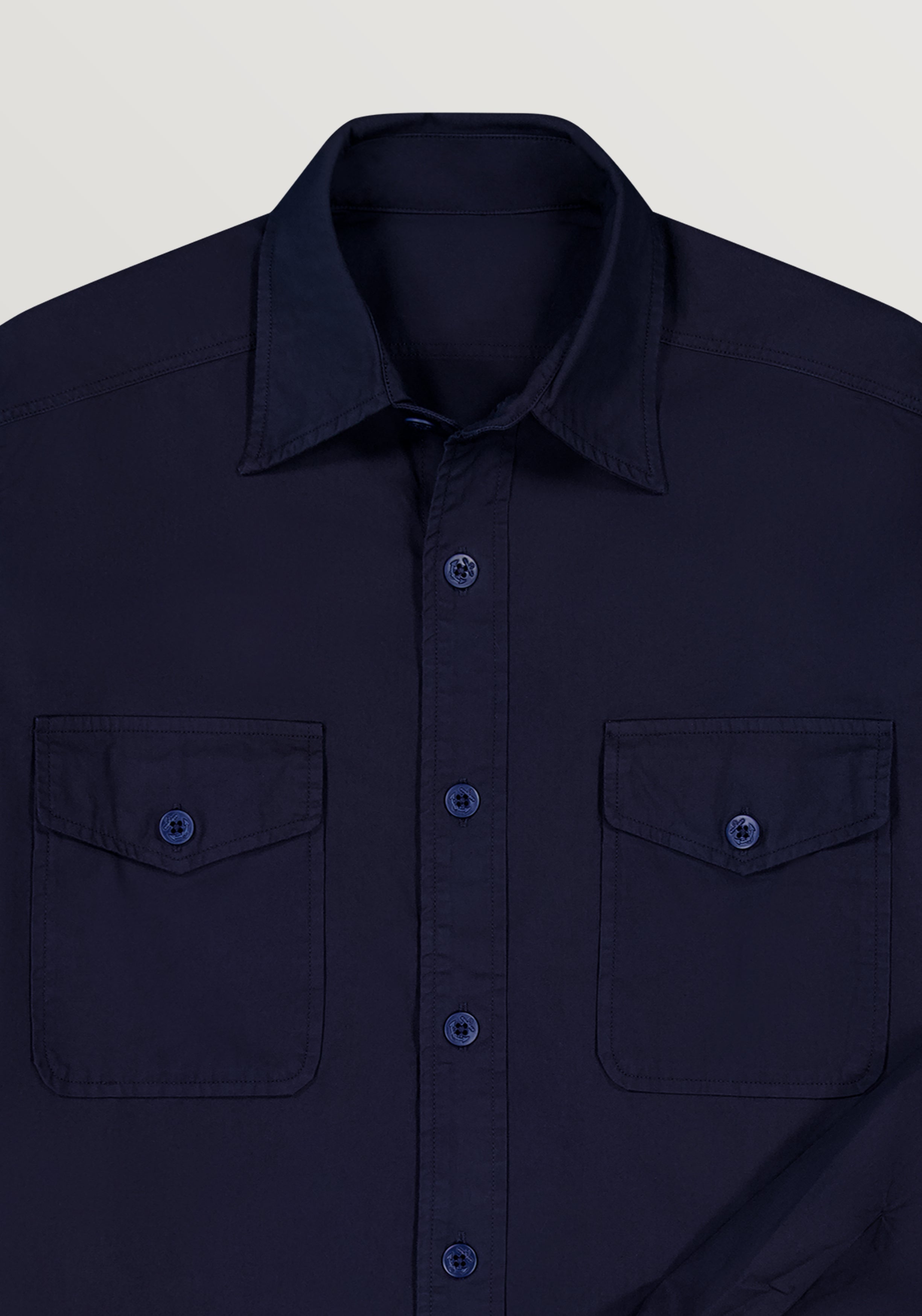 Fortela Twill Cotton Overshirt - Indigo