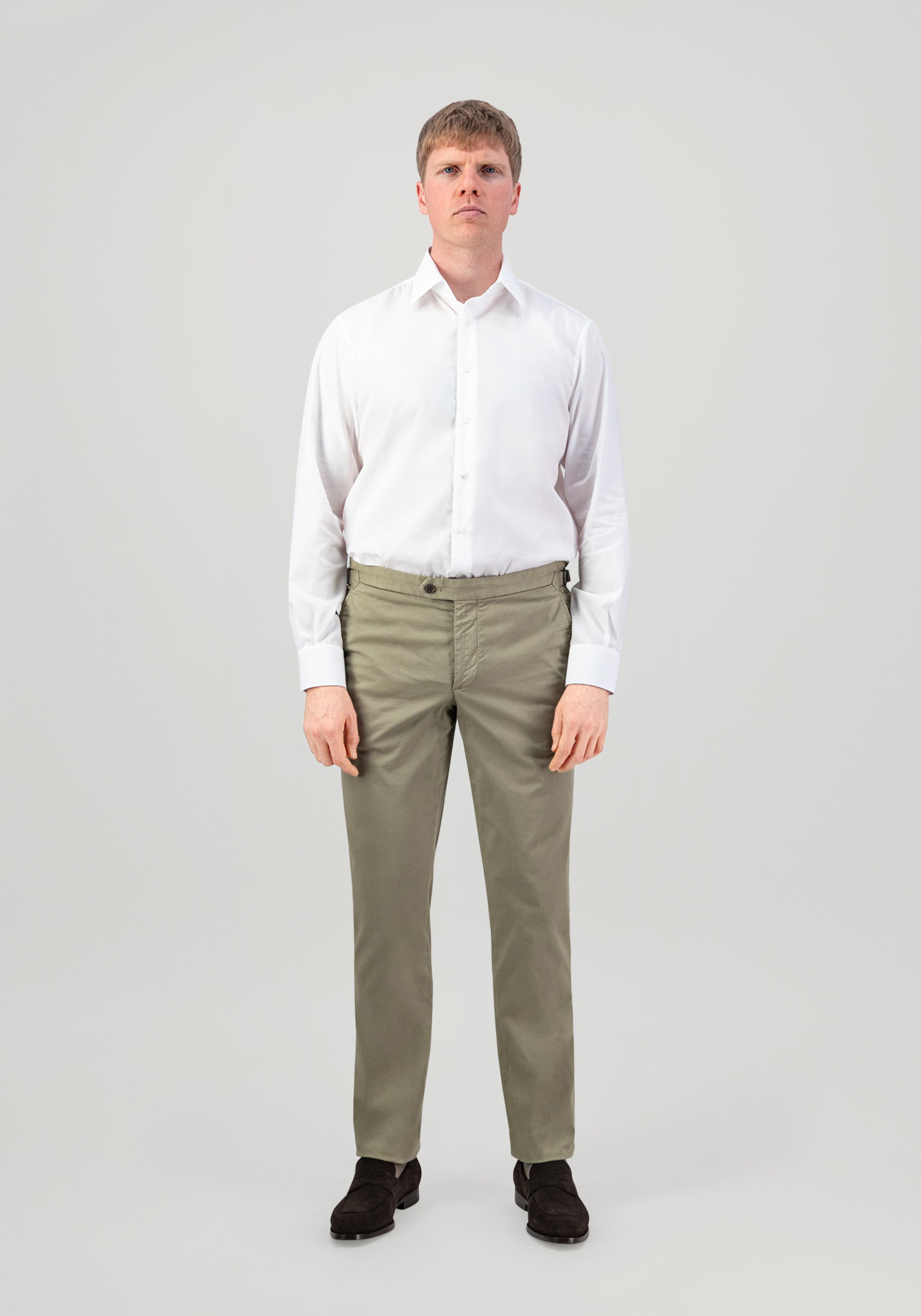 Garment-Dyed Cotton Twill Trouser - Light Olive | 