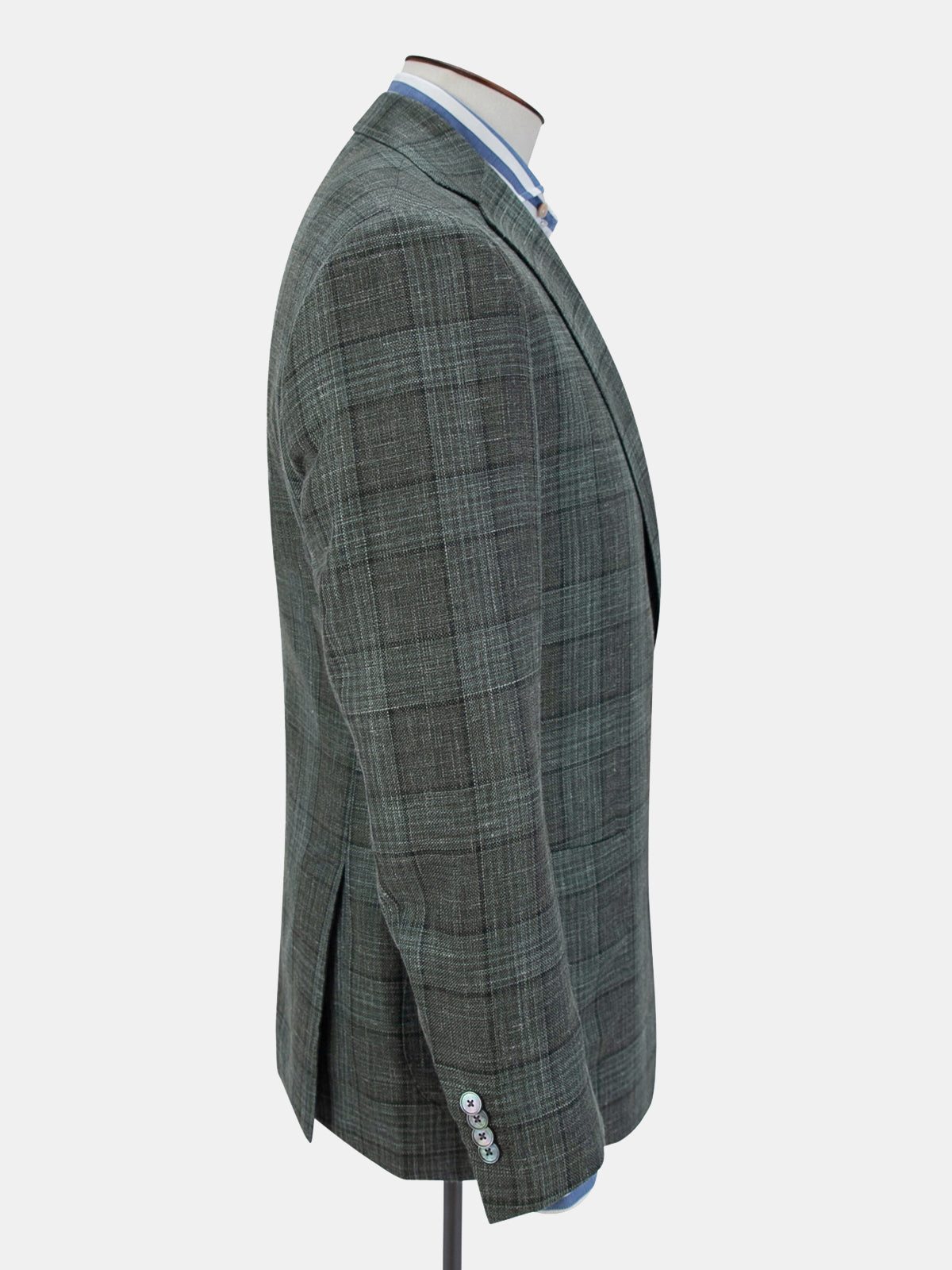 Lago Blazer Wool Silk & Linen - Check Mid Green