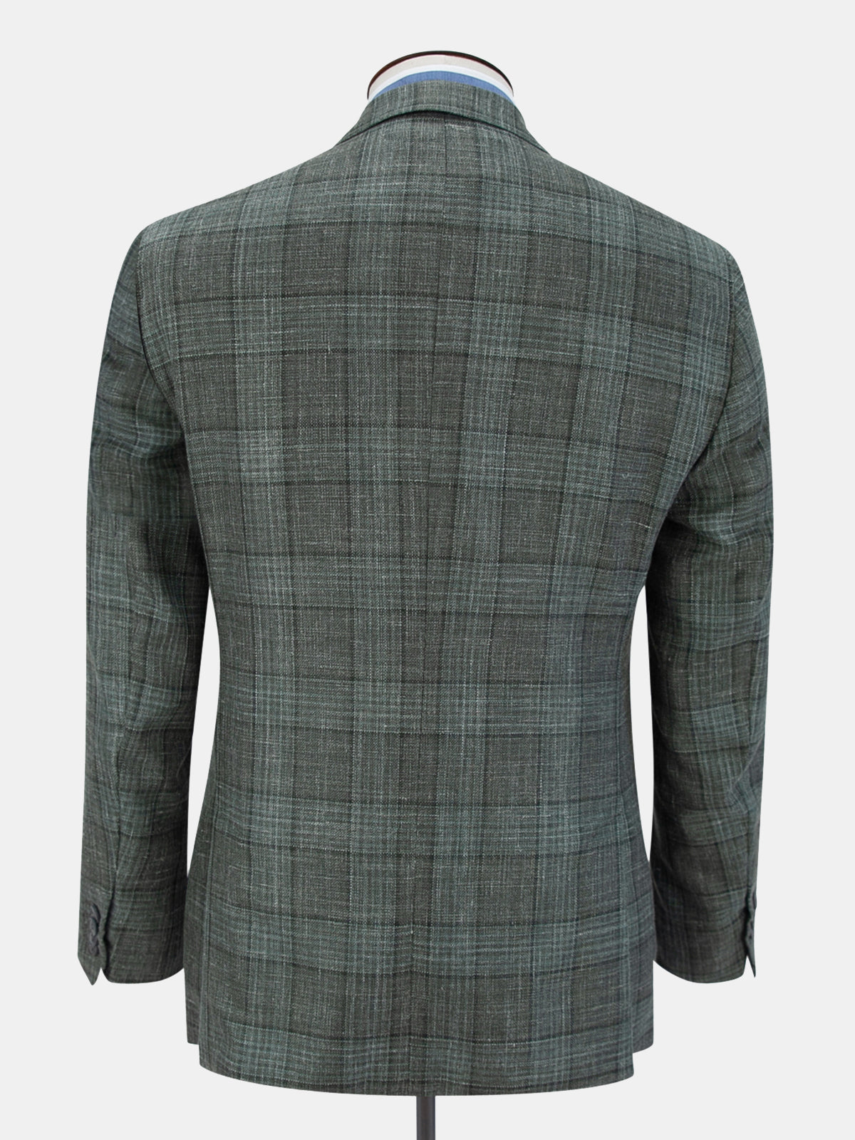 Lago Blazer Wool Silk & Linen - Check Mid Green