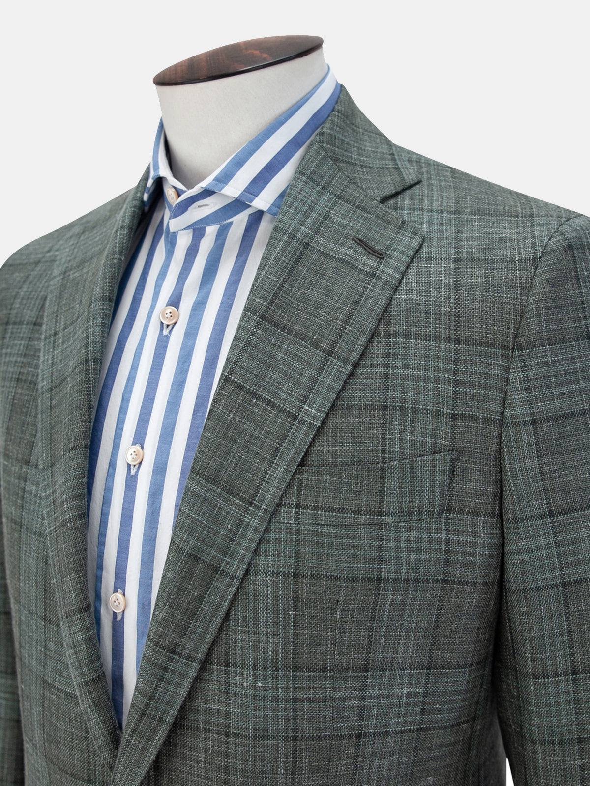 Lago Blazer Wool Silk & Linen - Check Mid Green