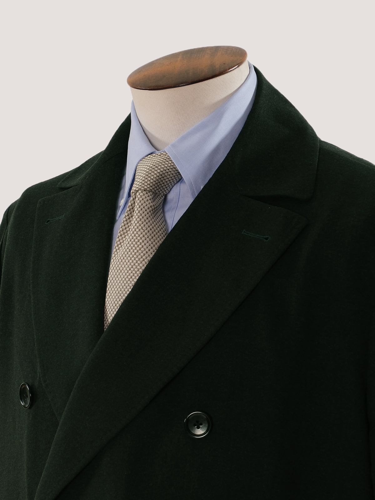 Dark Green Double Breasted Wool Pea Coat - Production Sample