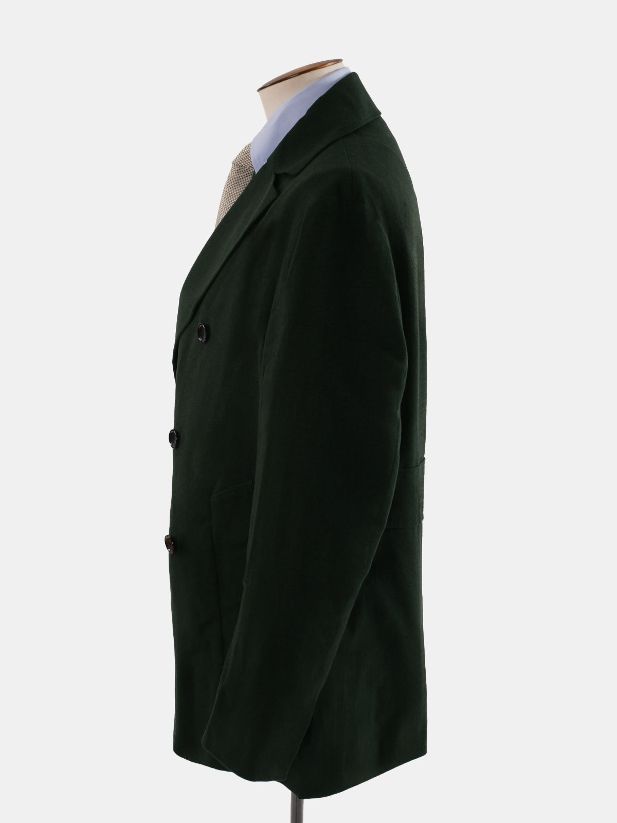 Dark Green Double Breasted Wool Pea Coat - Production Sample