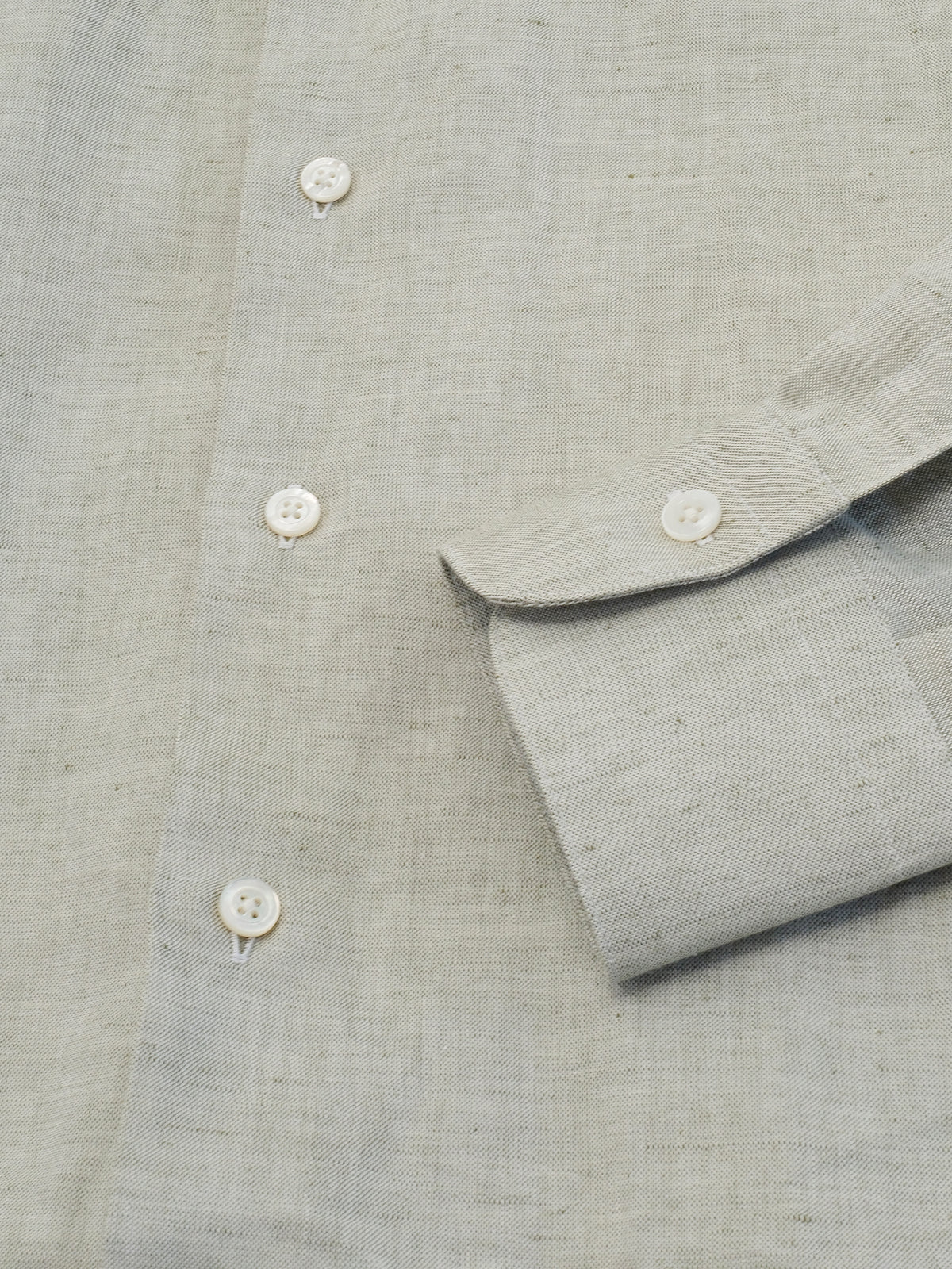 Cotton Linen Blend Cutaway Collar Shirt - Olive Chambray  Lucky Last