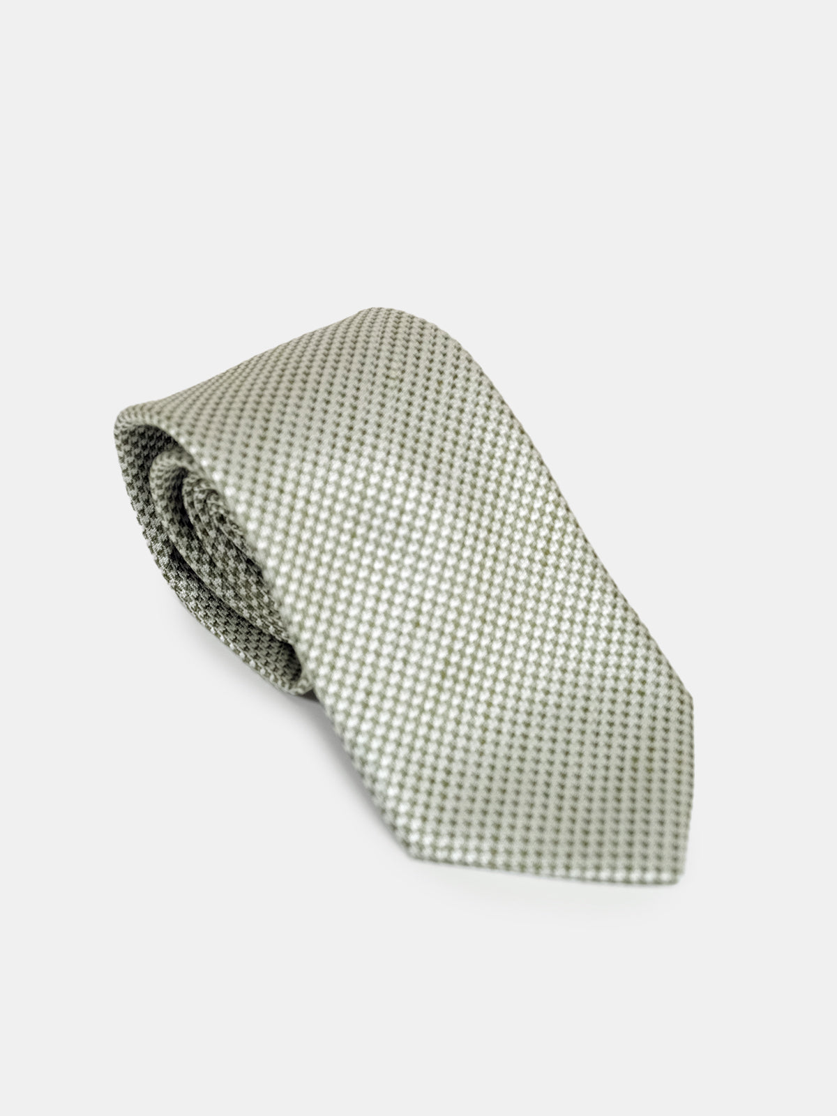 Puppy-tooth Silk & Linen Tie - Green