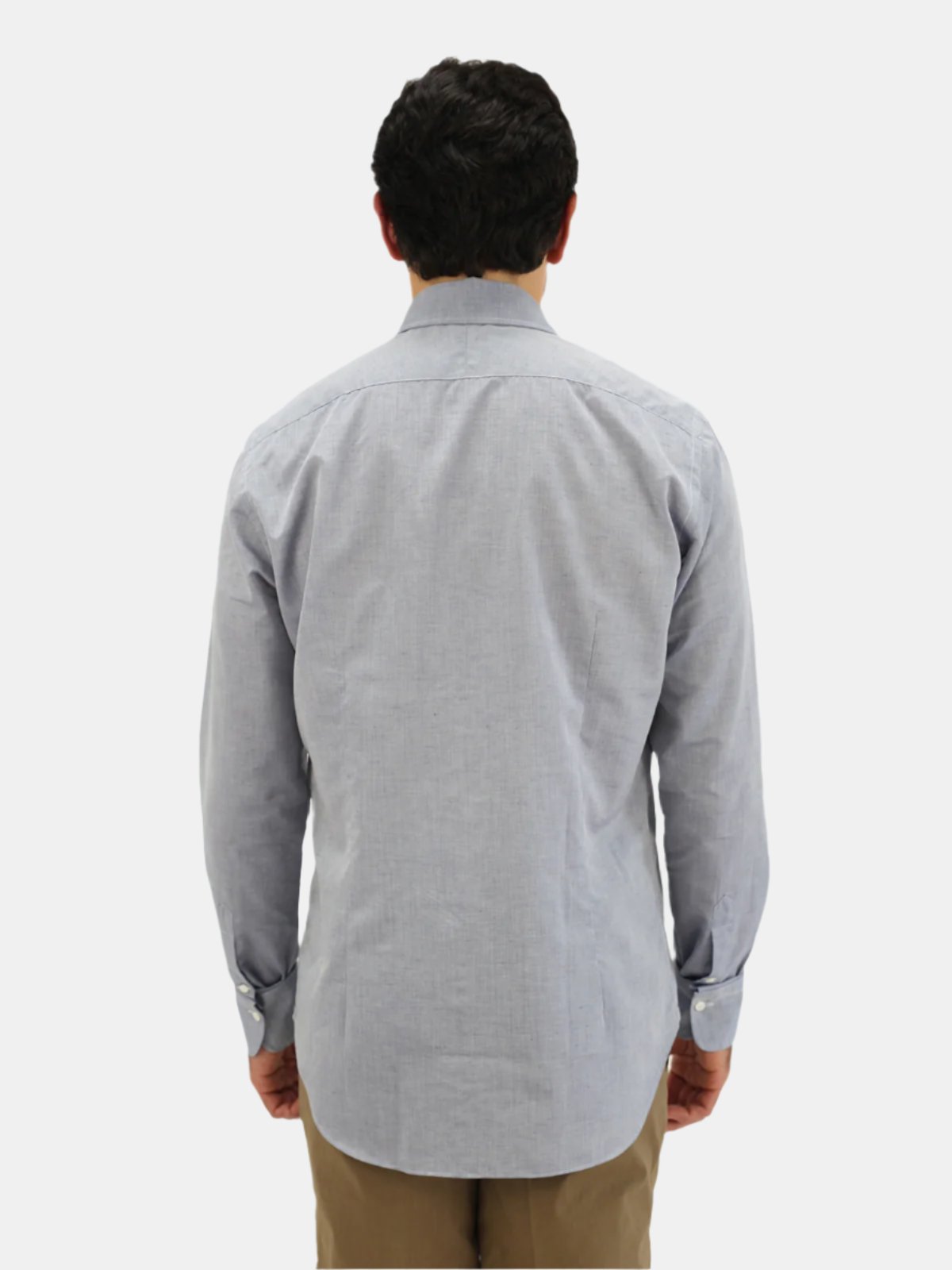 Chambray Long Sleeve Camp Collar Shirt - Grey