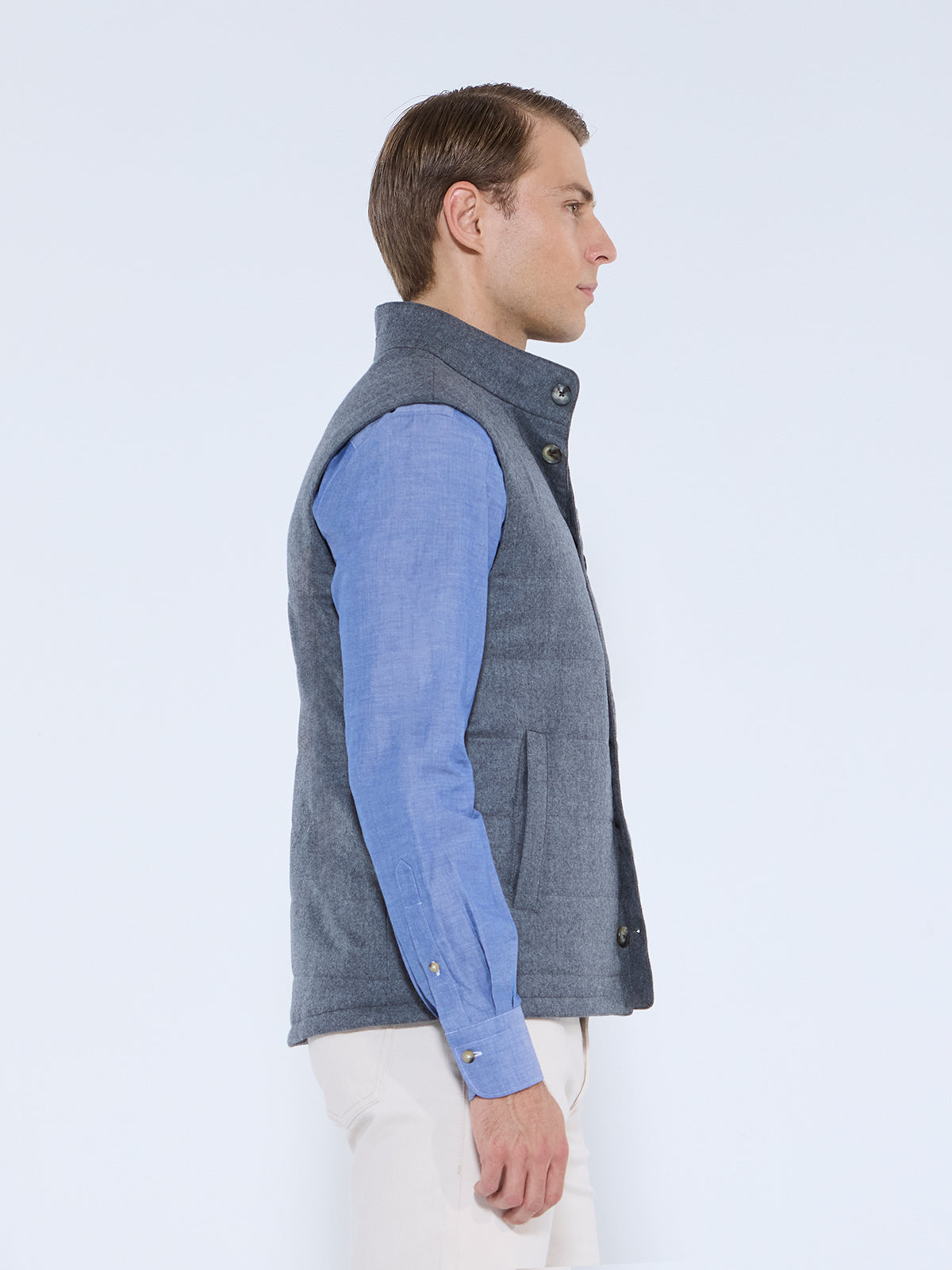 Quilted Flannel Vest - Heather Grey