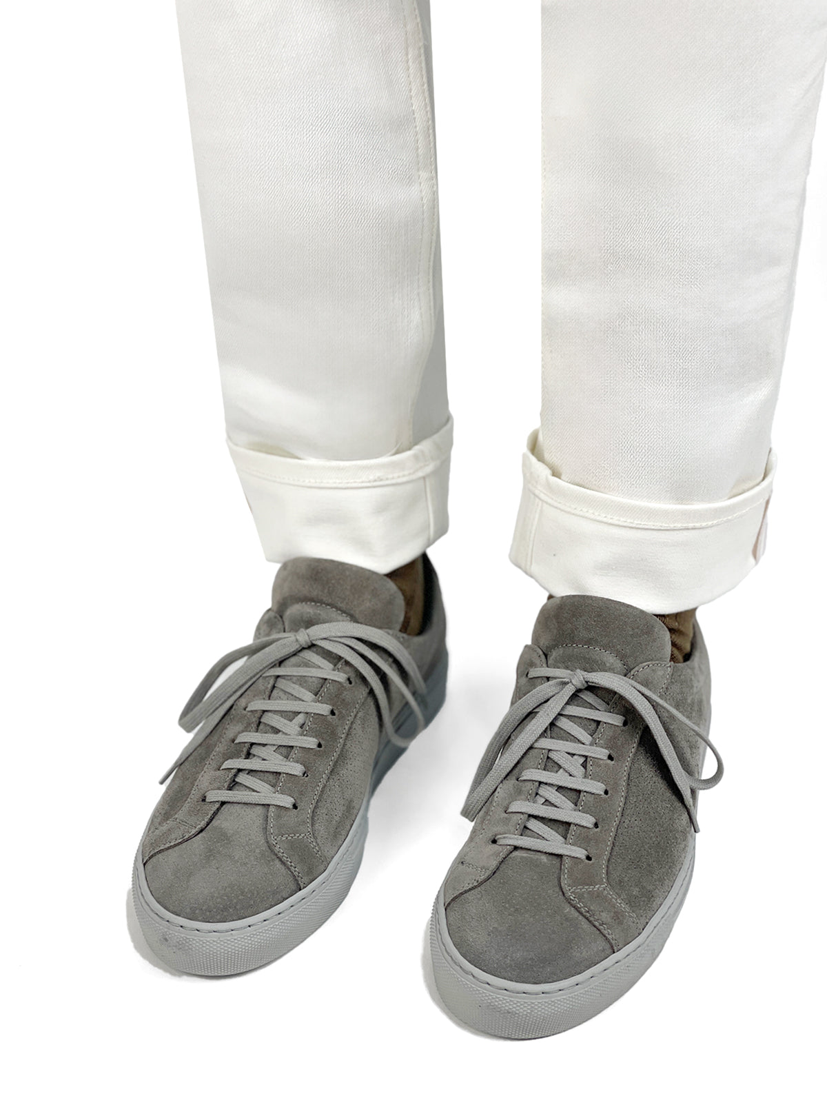 Mid Grey Perforated Suede Sneaker