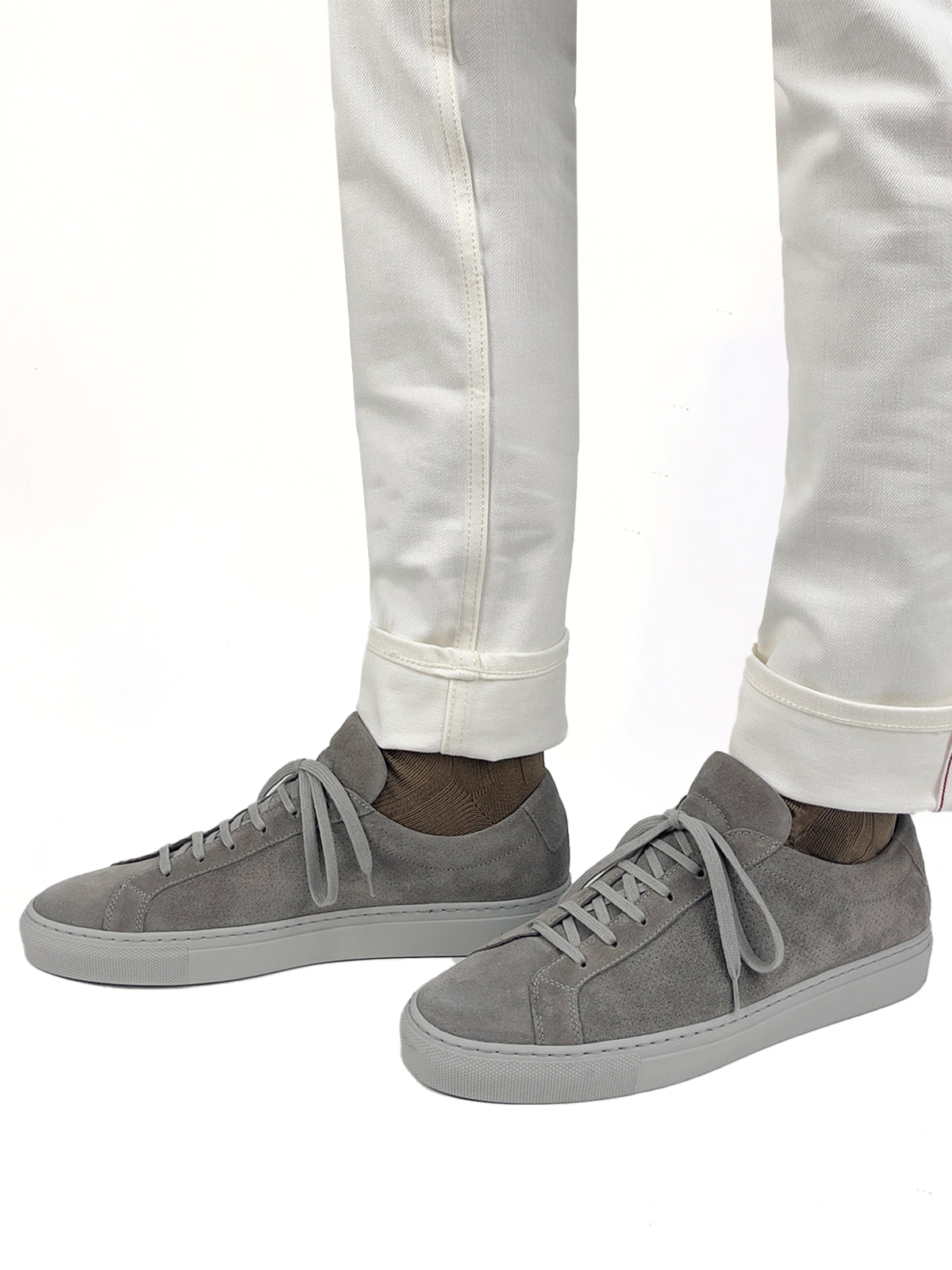 Mid Grey Perforated Suede Sneaker