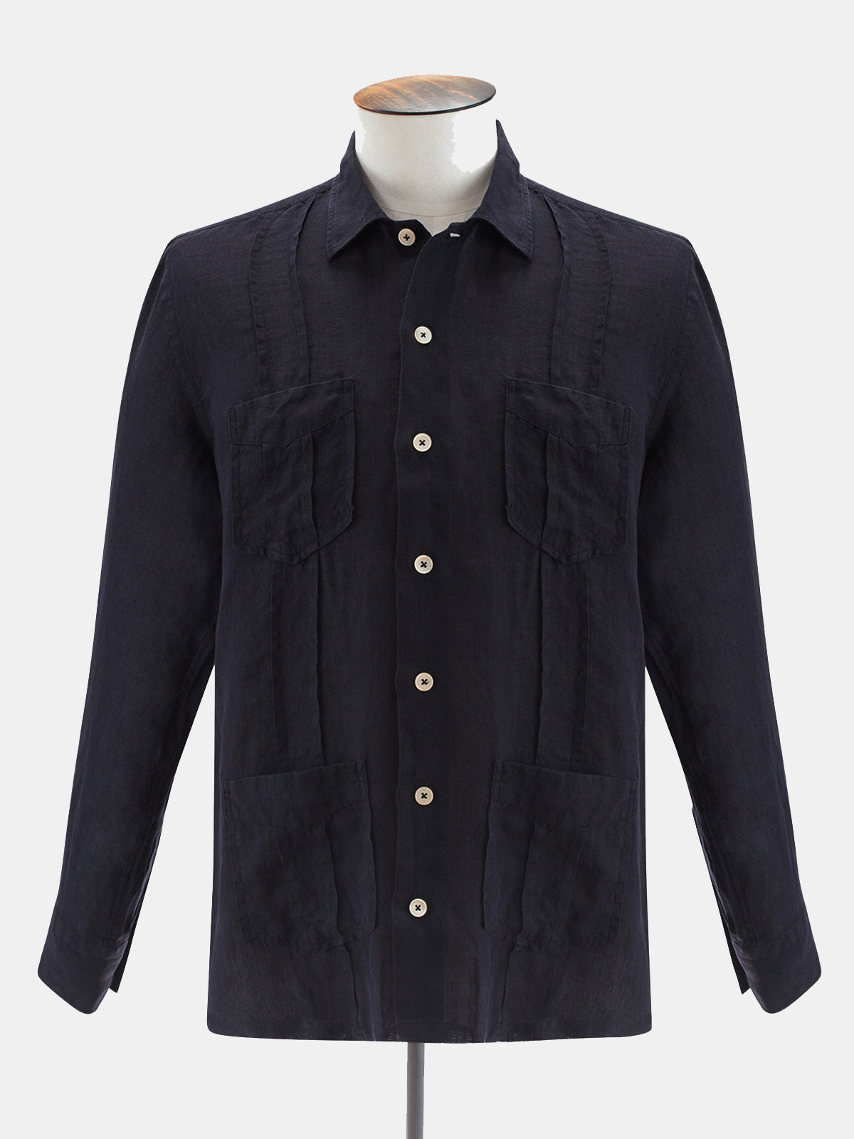 Linen Guayabera Shirt - Black  Lucky Last