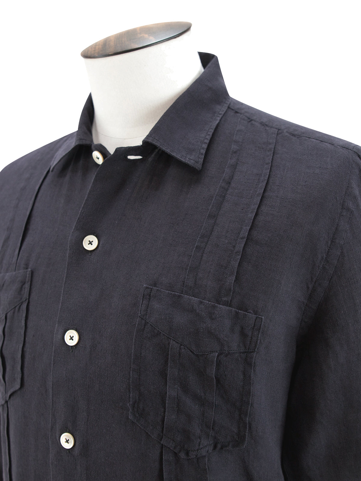 Linen Guayabera Shirt - Black  Lucky Last