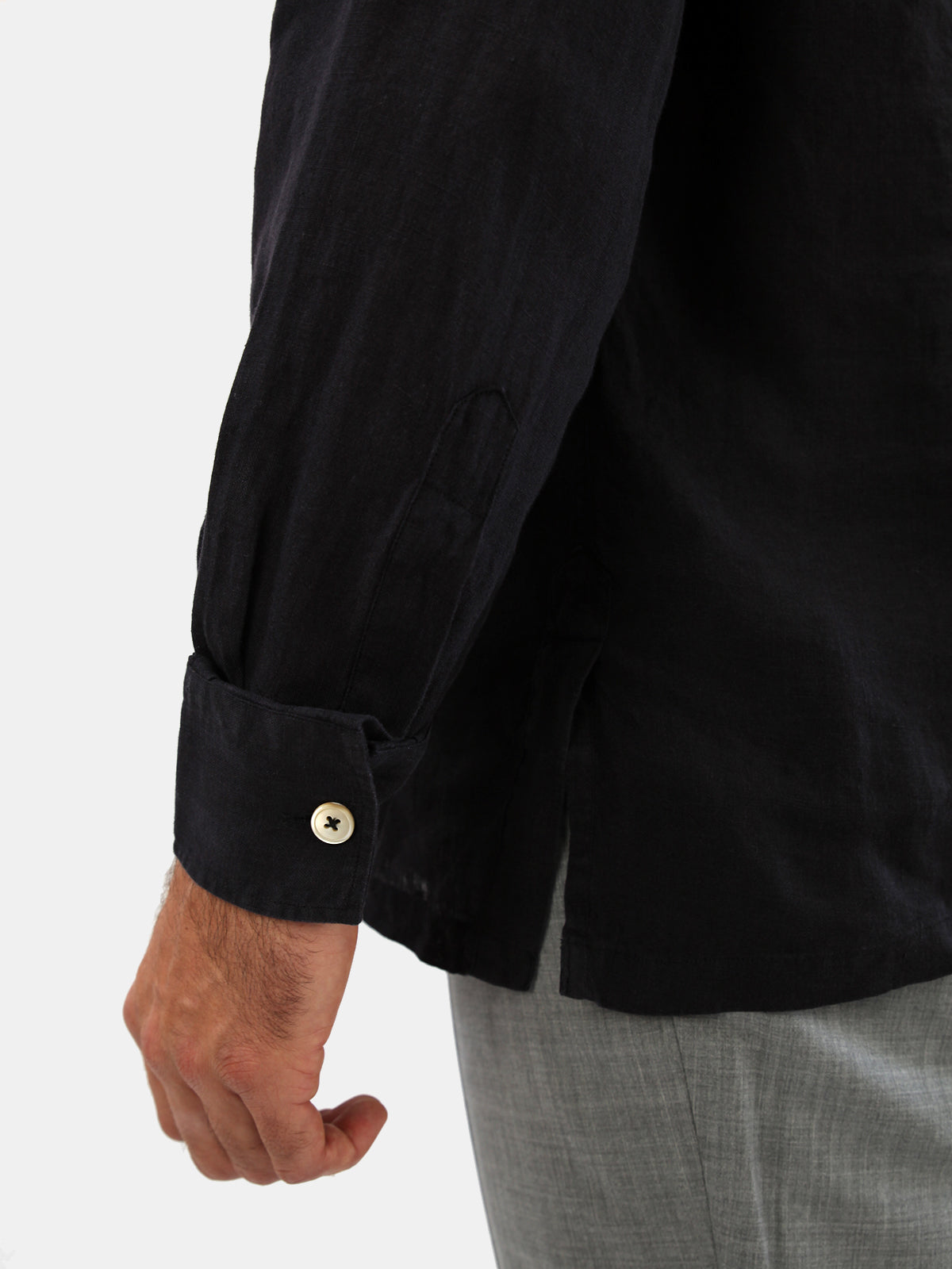 Linen Guayabera Shirt - Black  Lucky Last
