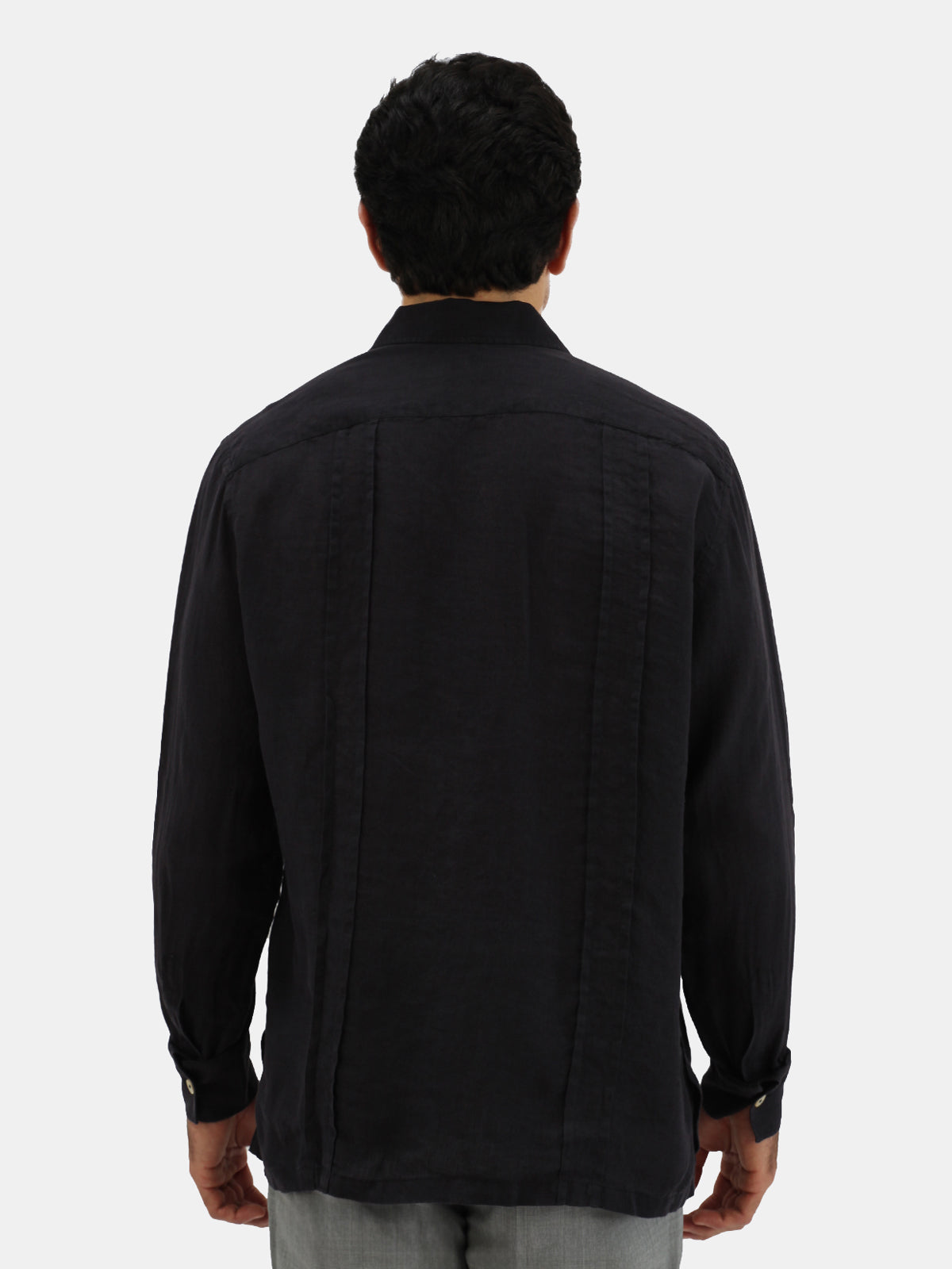 Linen Guayabera Shirt - Black  Lucky Last