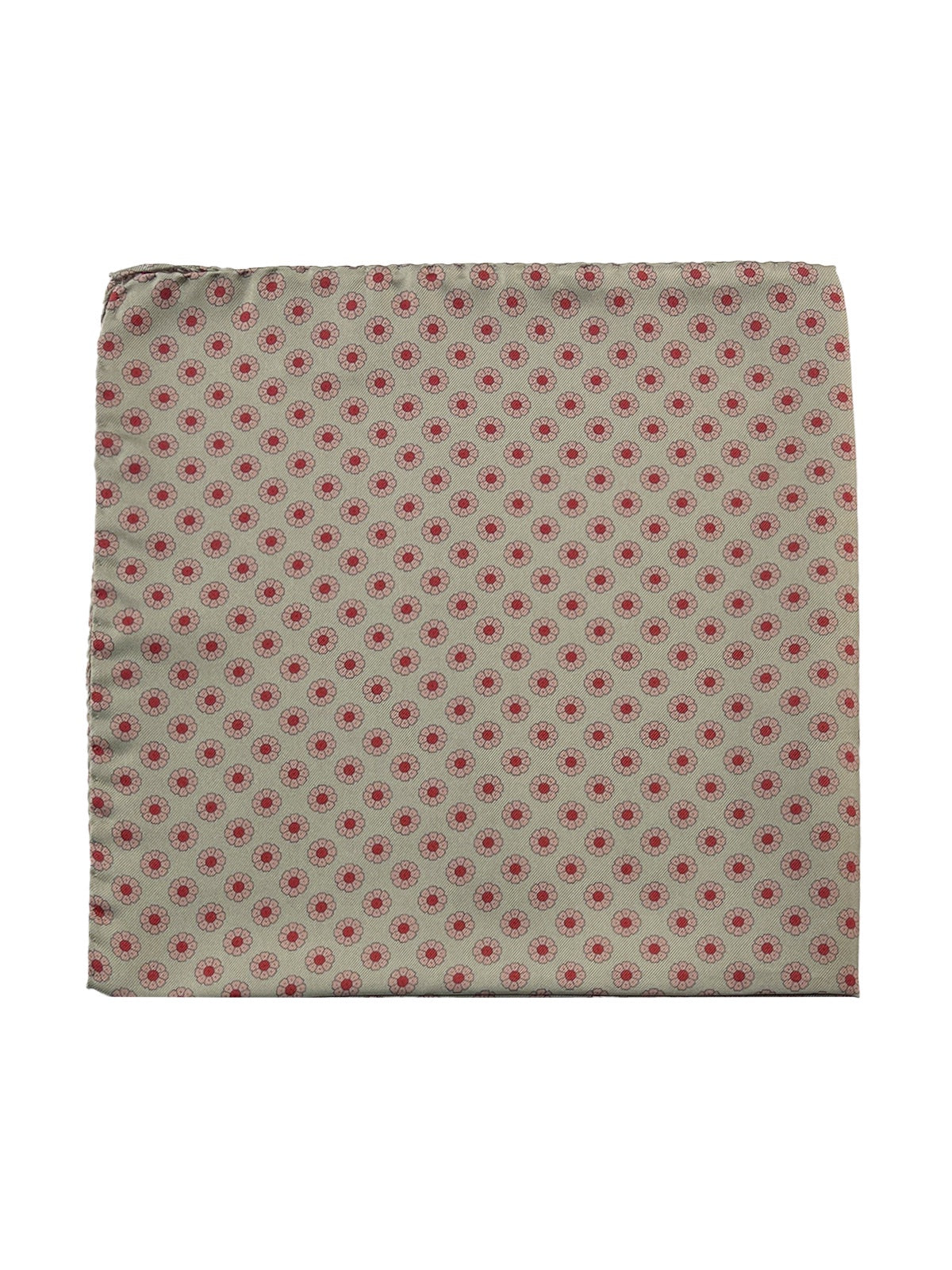 Flower Printed Silk Pochette - Sage Green