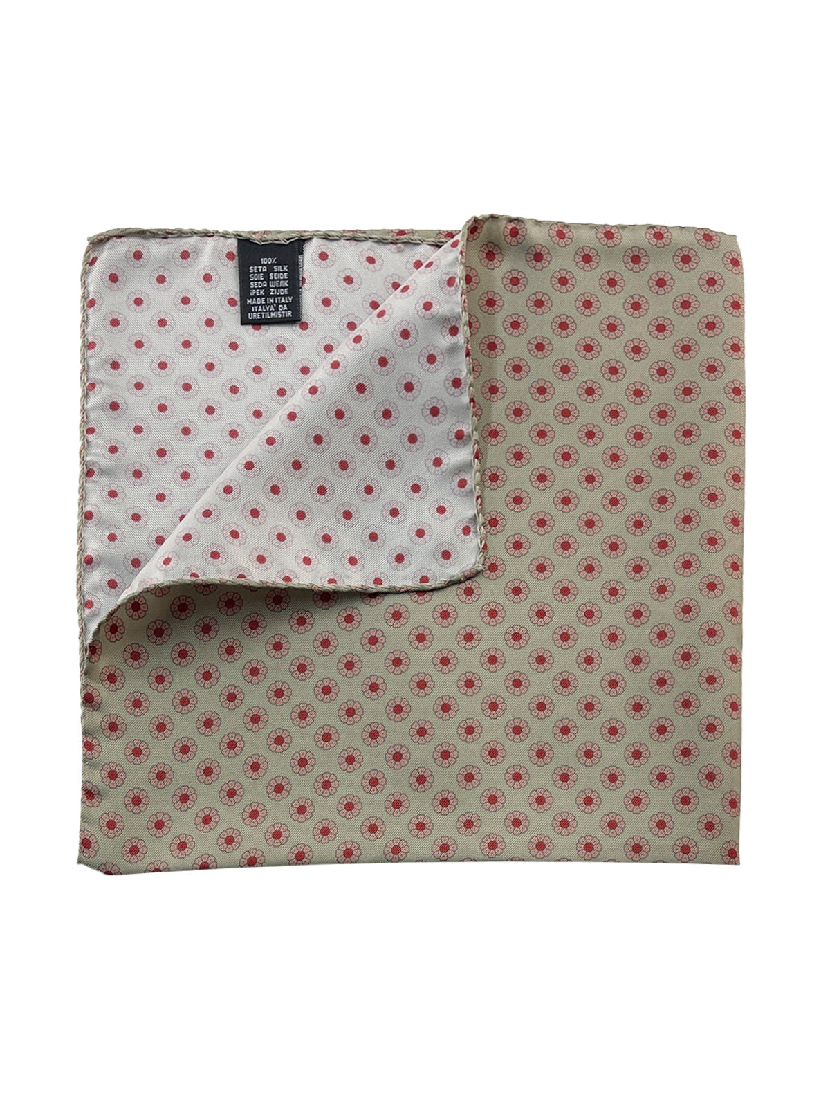 Flower Printed Silk Pochette - Sage Green