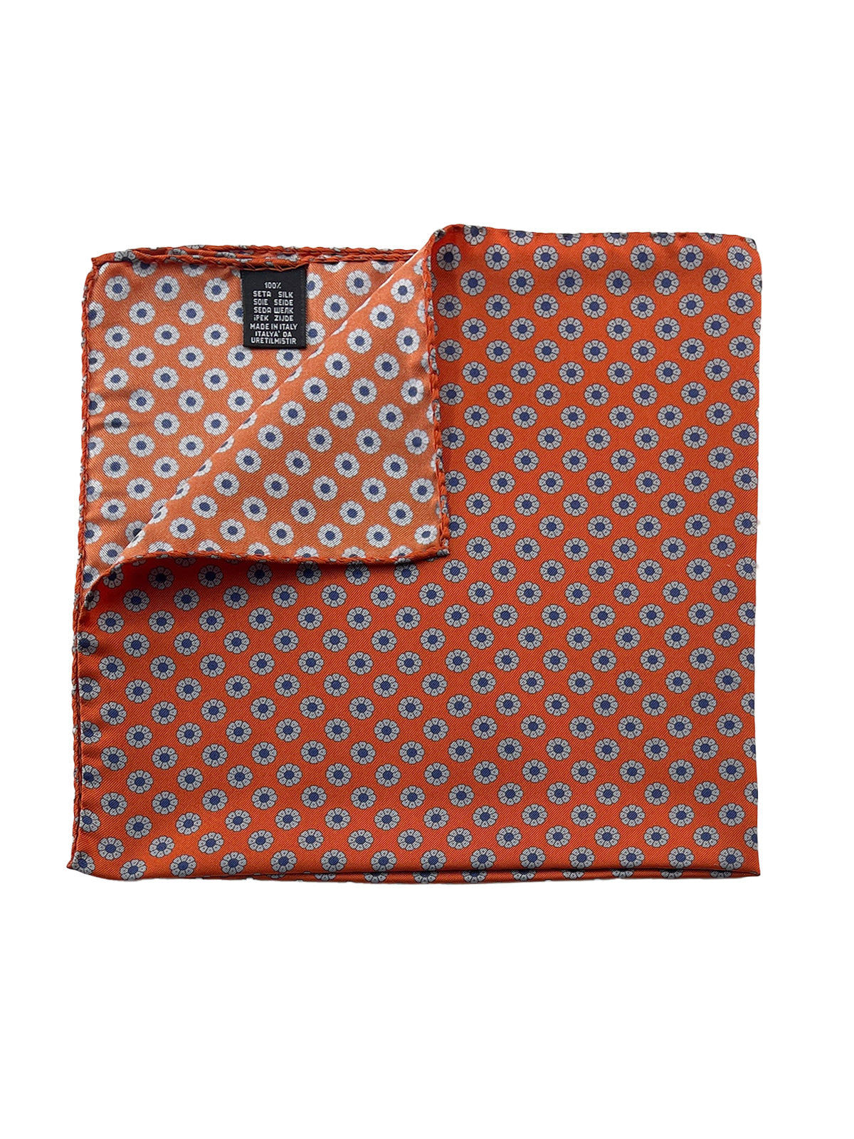 Flower Printed Silk Pochette - Cadmium Orange
