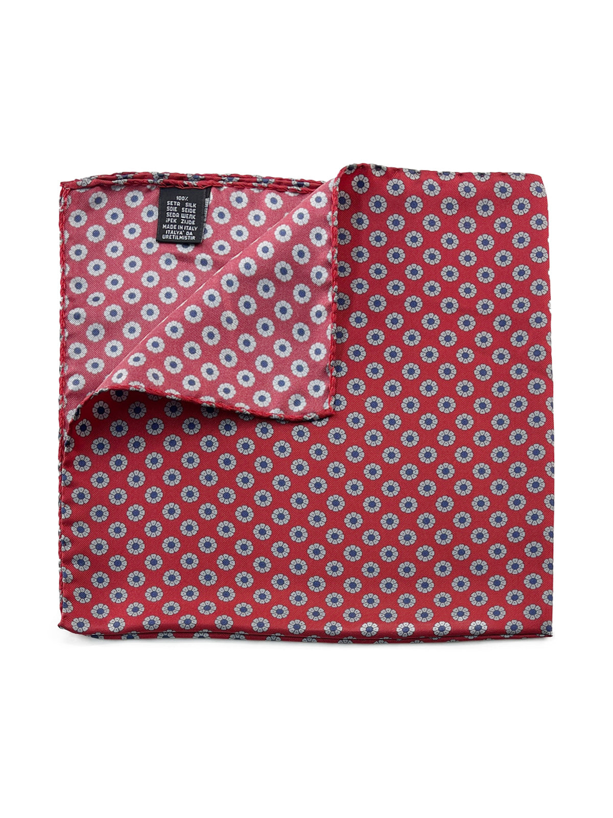 Flower Printed Silk Pochette - Carmine Red