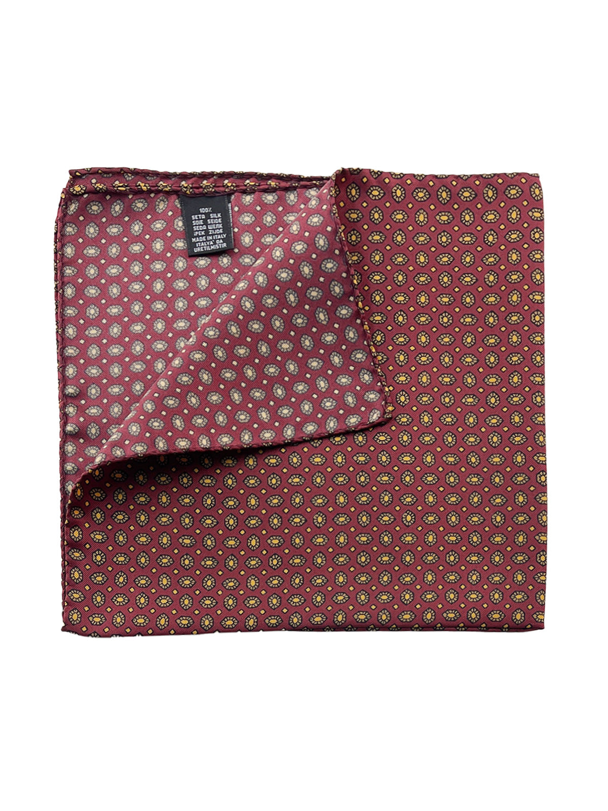 Shield Printed Silk Pochette - Burgundy