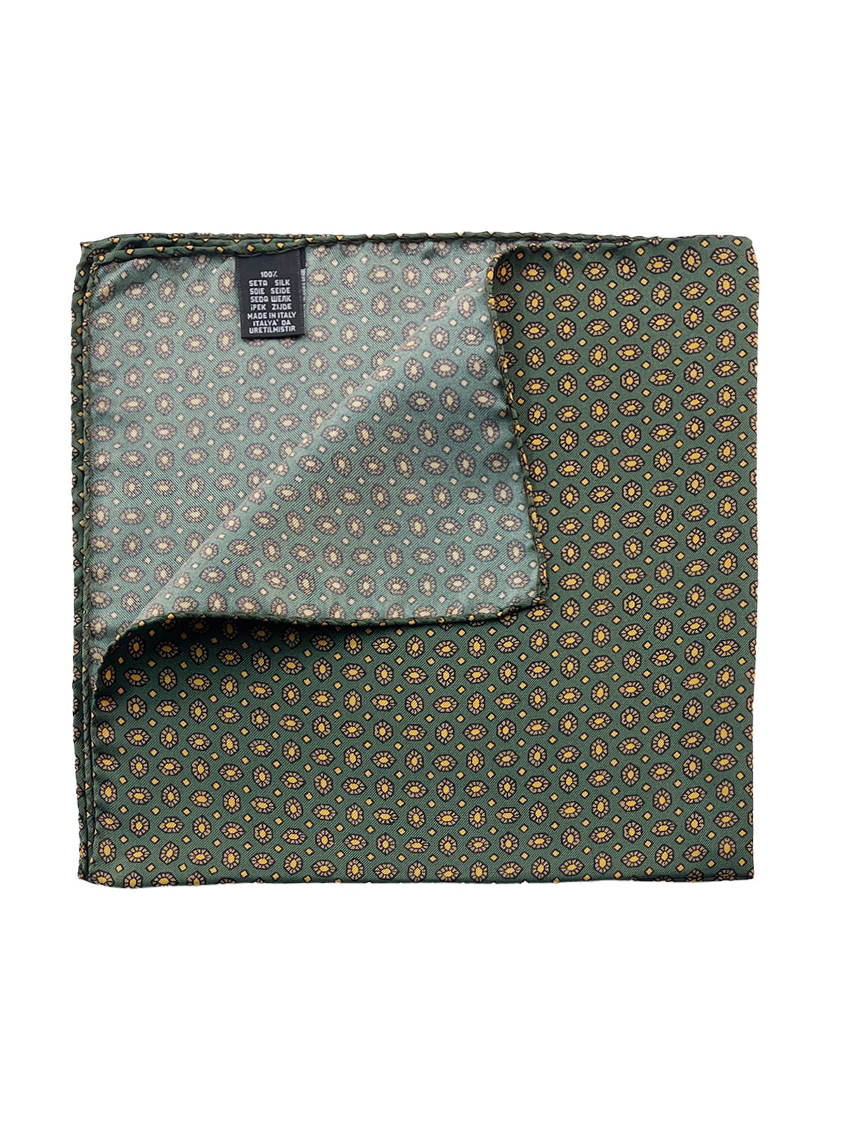 Shield Printed Silk Pochette - Forest Green