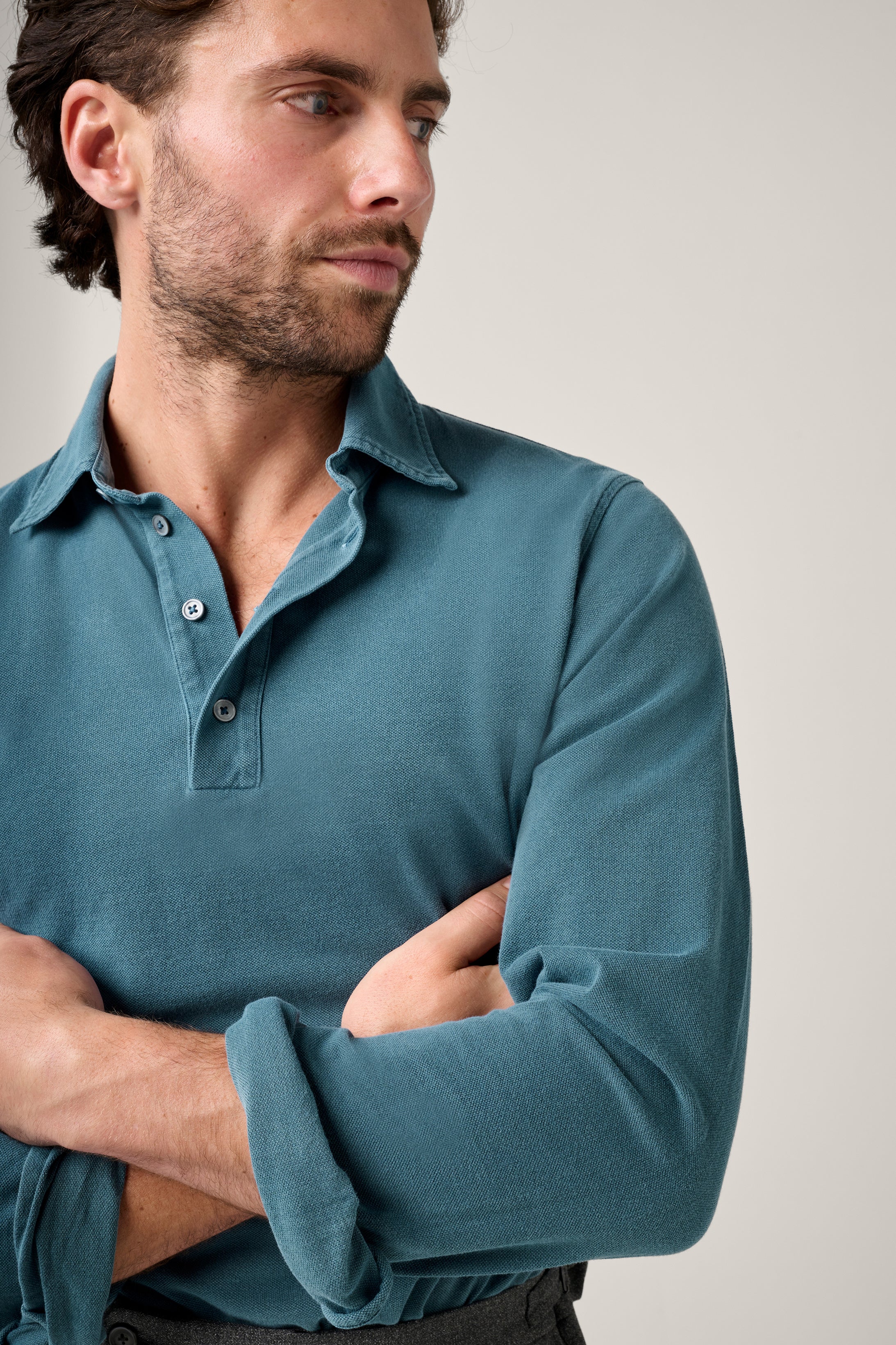 Christian Kimber Hastings Long Sleeve Polo - Petrol Lucky Last