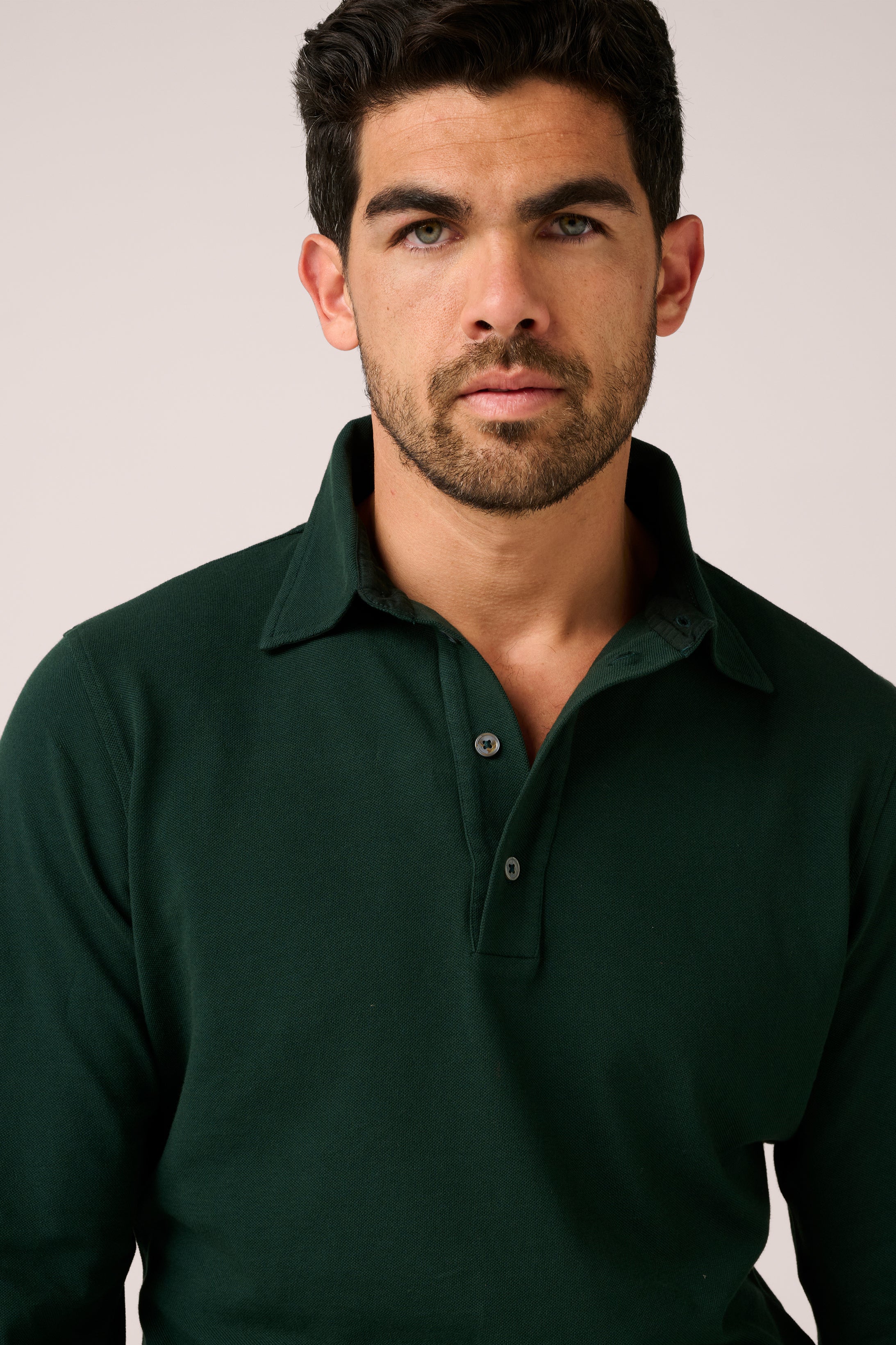 Christian Kimber Hastings Long-Sleeve Polo - Scarab Green
