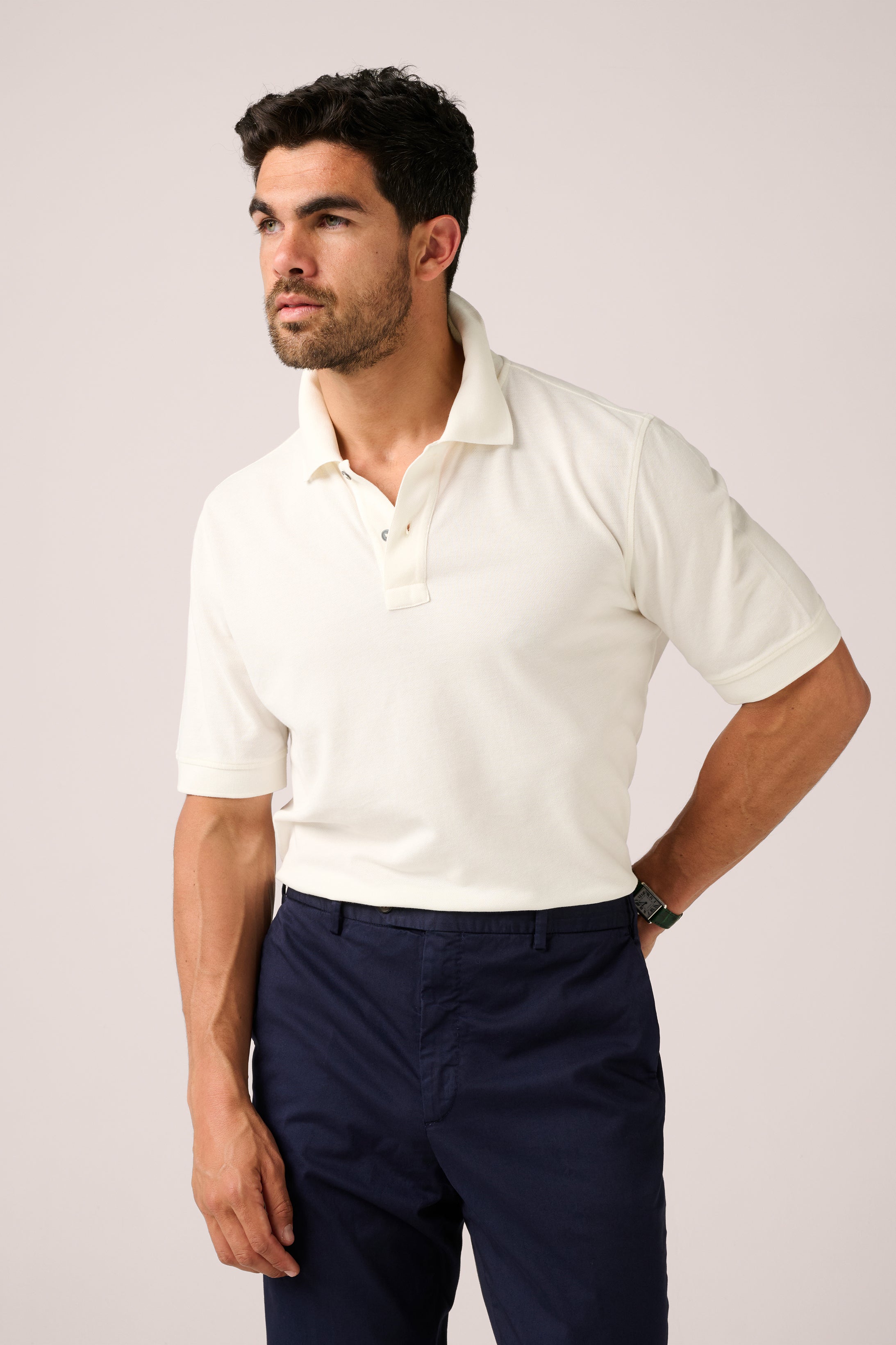 Christian Kimber Rosebud Short Sleeve Polo -  Off White