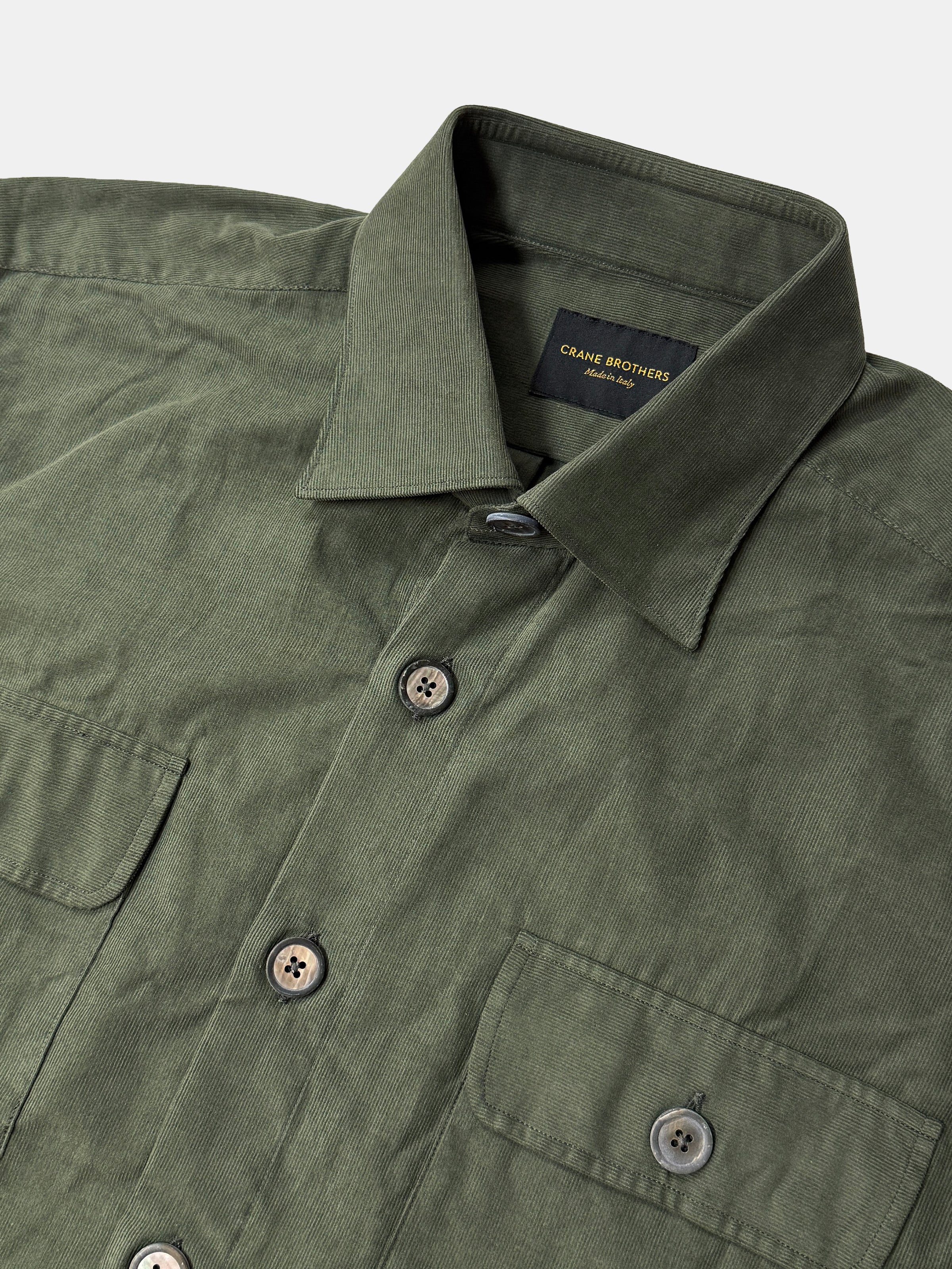Olive Cotton Corduroy Tall Fit Overshirt - Lucky Last