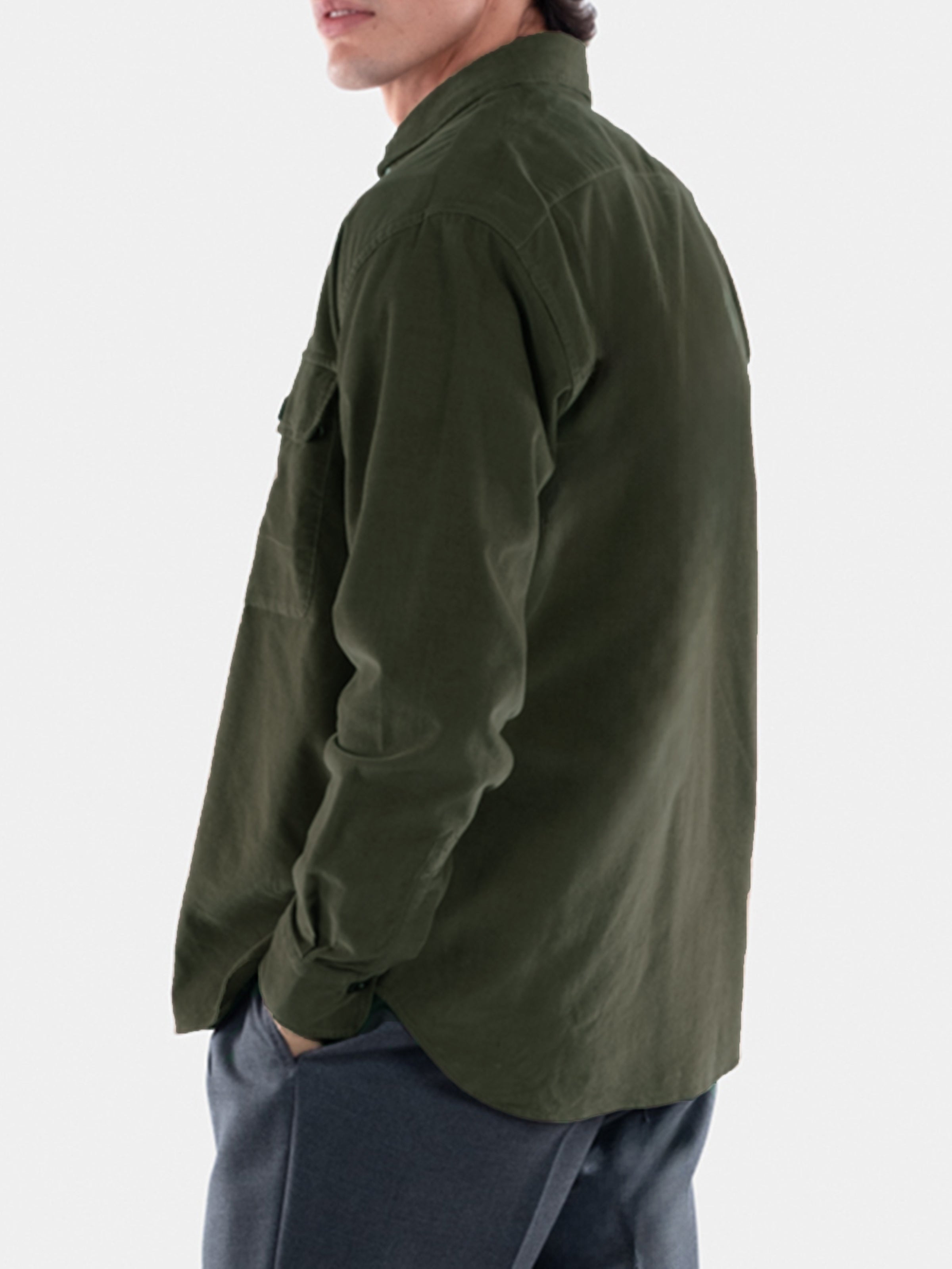 Olive Cotton Corduroy Tall Fit Overshirt - Lucky Last