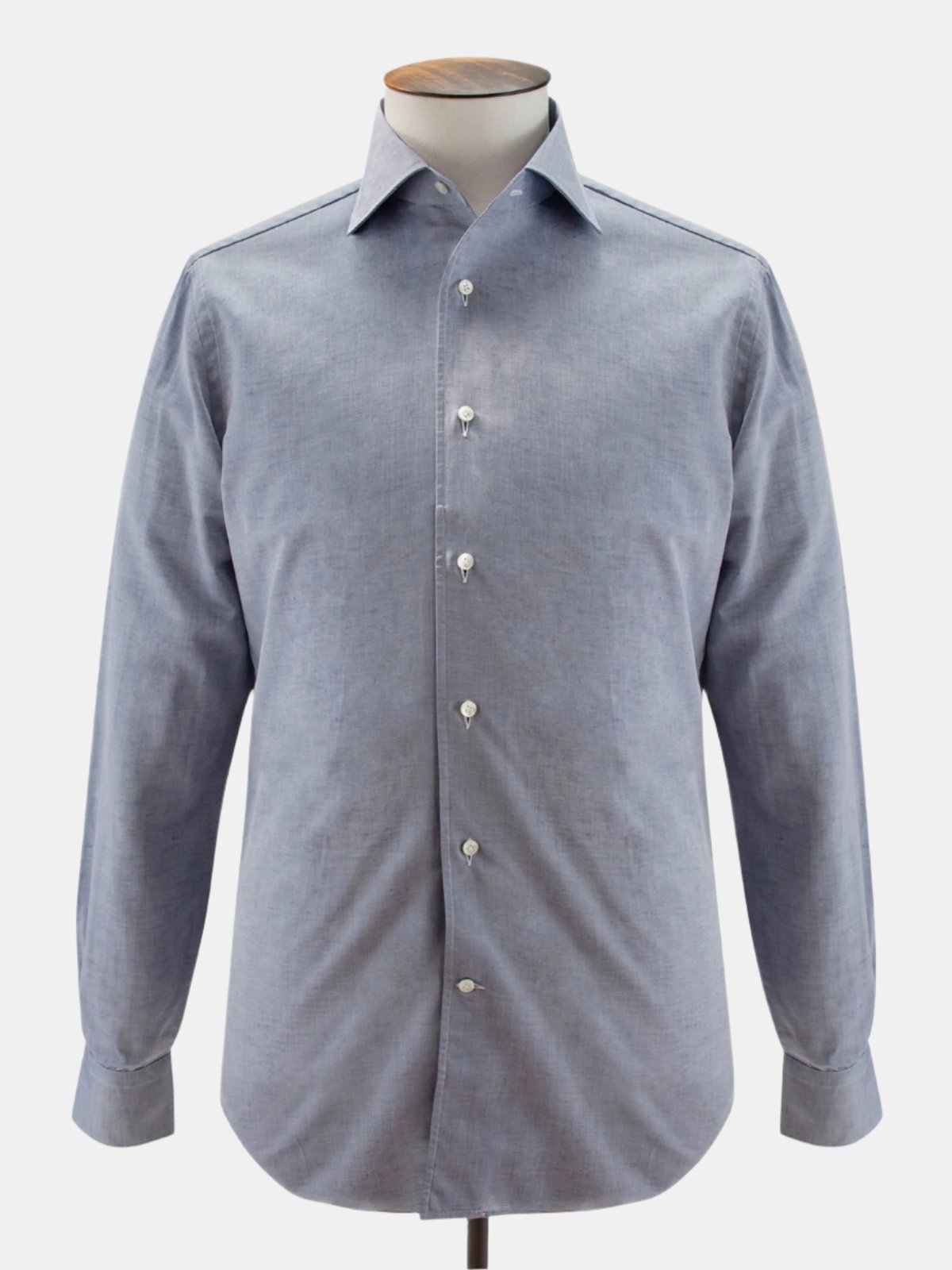 Chambray Long Sleeve Camp Collar Shirt - Grey
