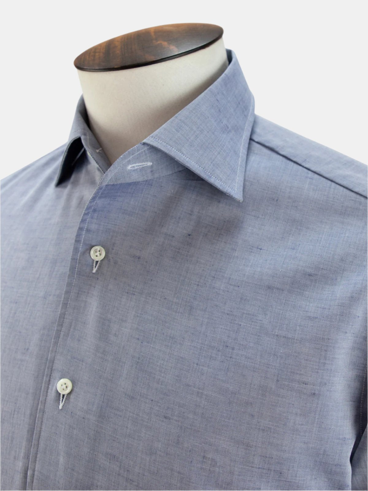 Chambray Long Sleeve Camp Collar Shirt - Grey