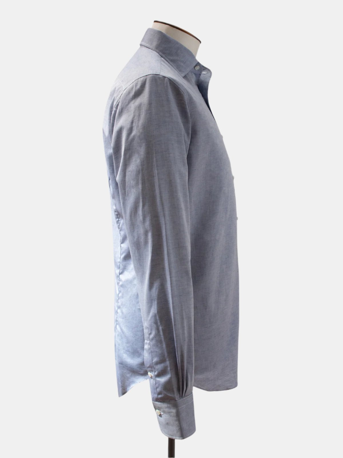 Chambray Long Sleeve Camp Collar Shirt - Grey