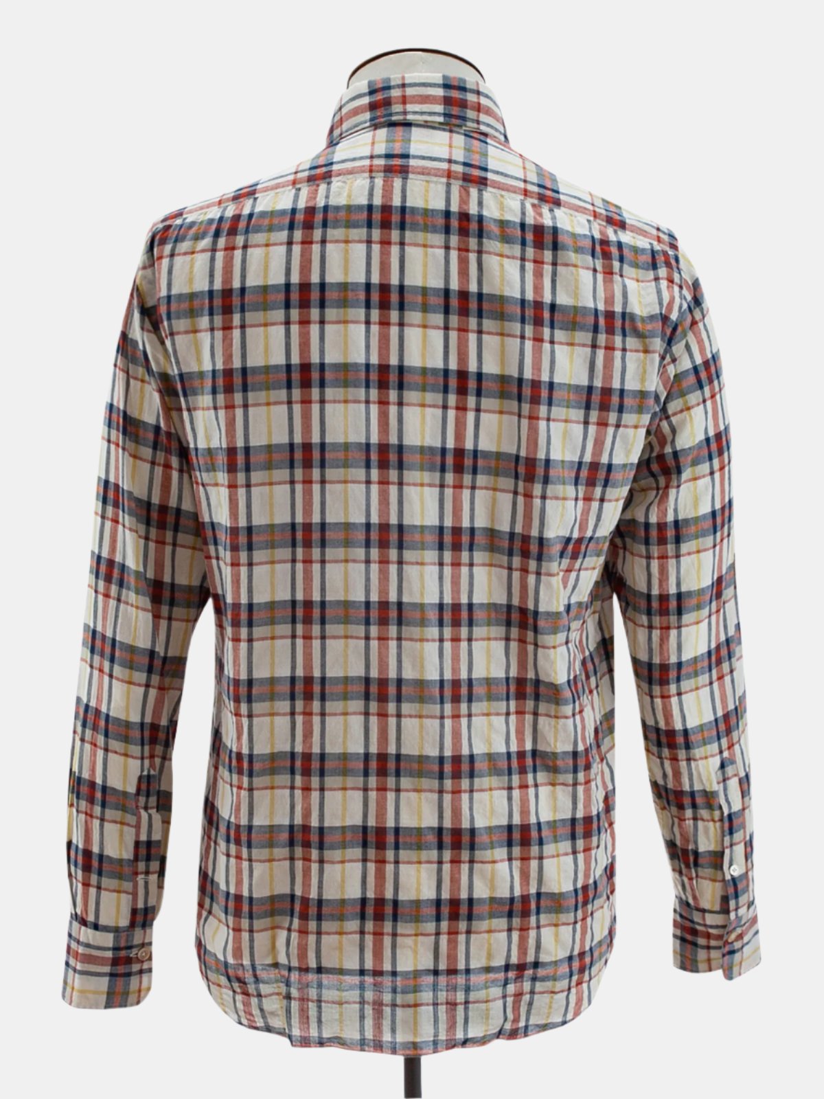 Ecru & Navy Madras Spread Collar Shirt