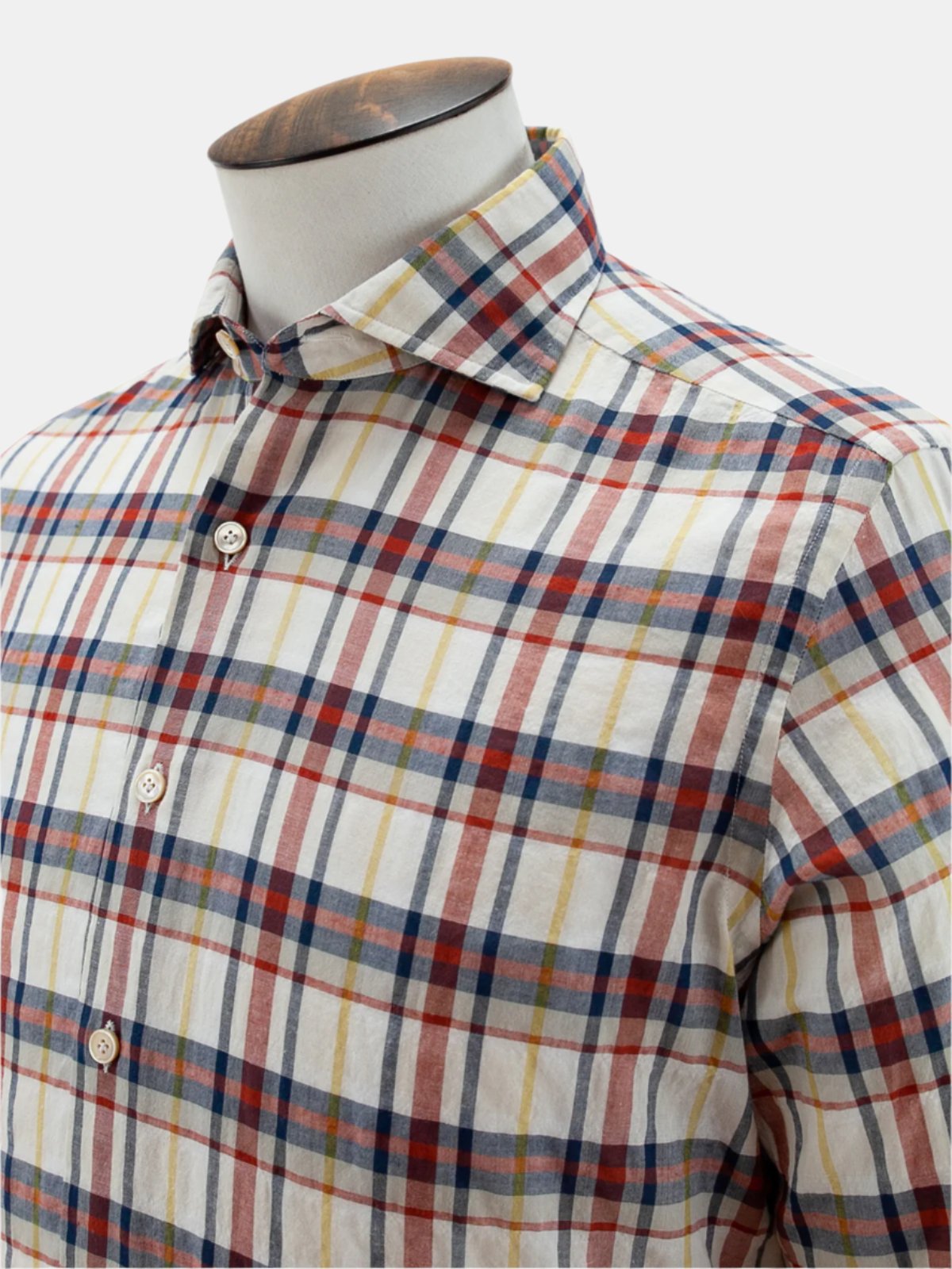Ecru & Navy Madras Spread Collar Shirt