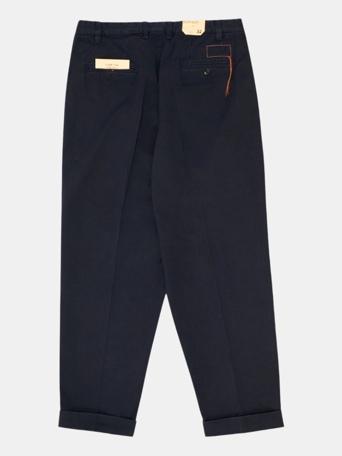 Fortela Pleated Seattle Trousers - Navy Herringbone