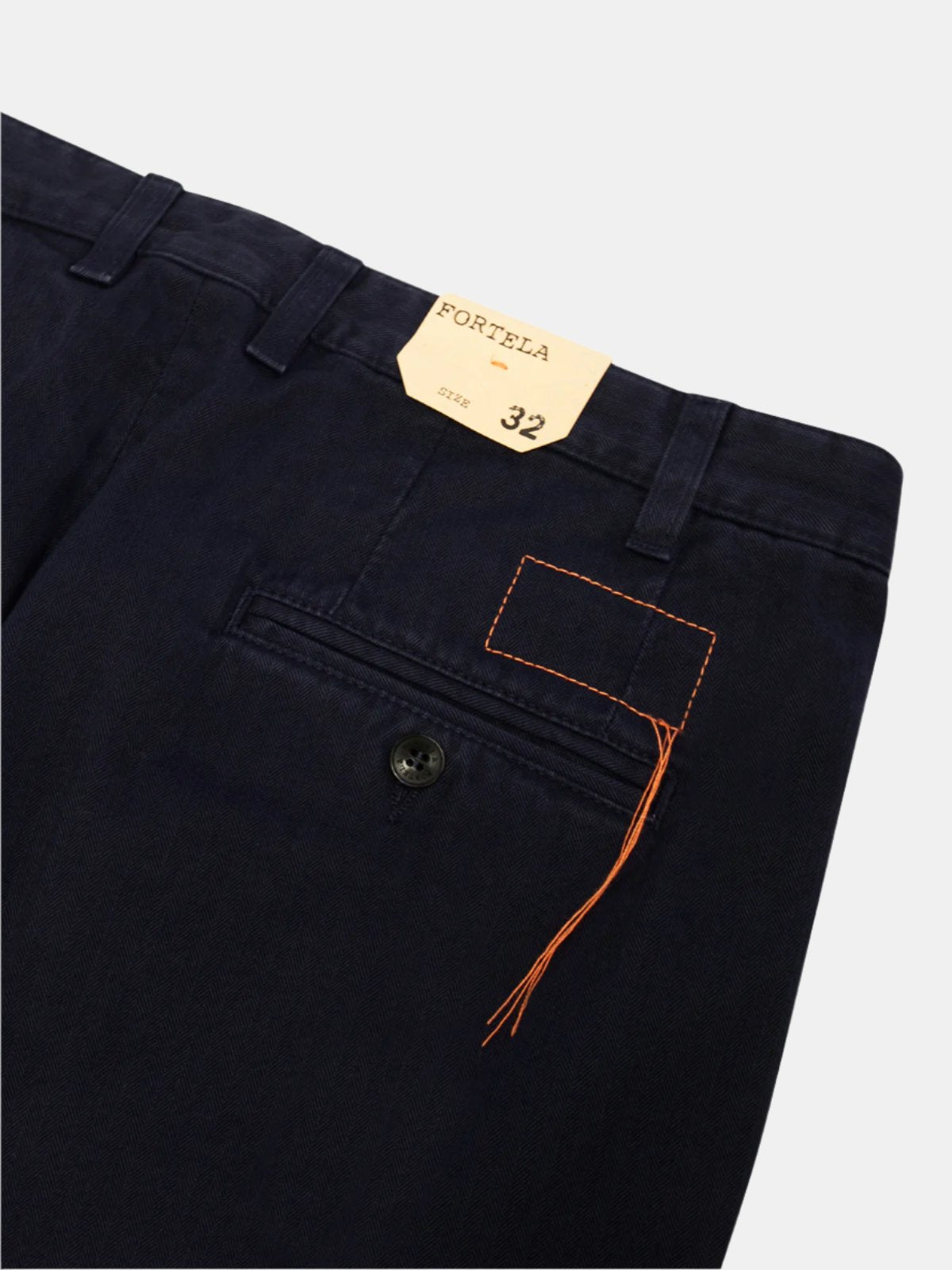 Fortela Pleated Seattle Trousers - Navy Herringbone