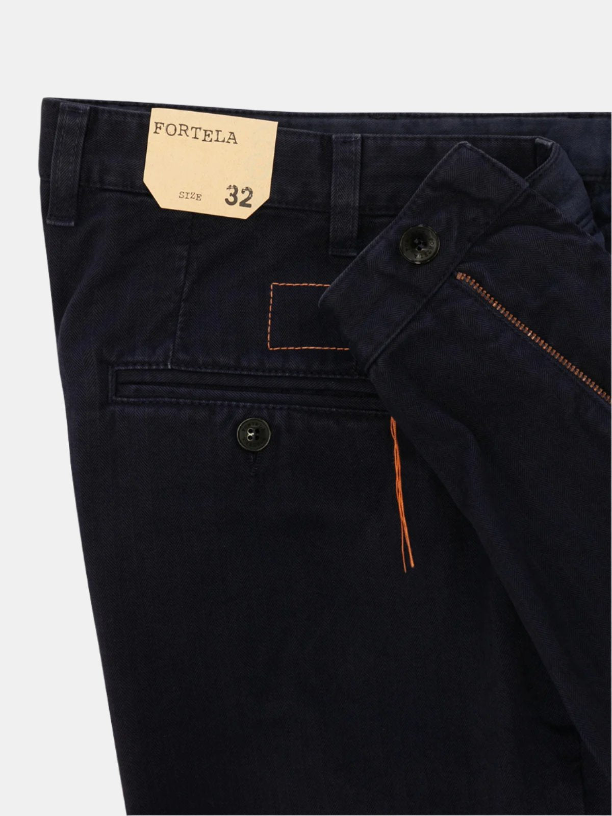 Fortela Pleated Seattle Trousers - Navy Herringbone