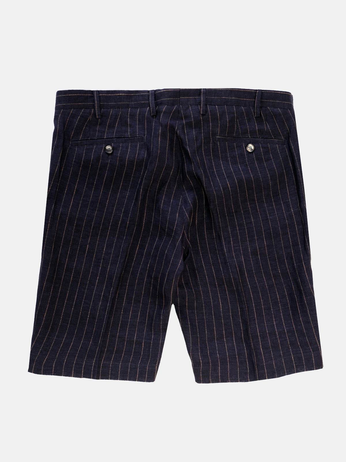 Fermo Shorts - Navy Linen Chalk Stripe - Lucky Last