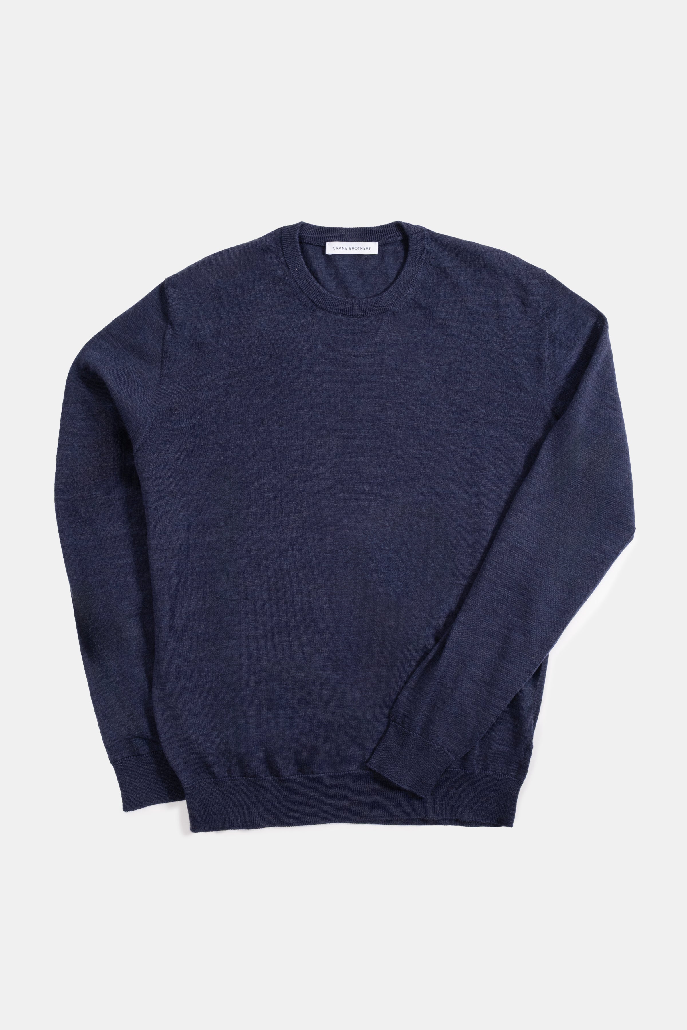 2 Ply Merino Crew Neck Sweater - Indigo Melange
