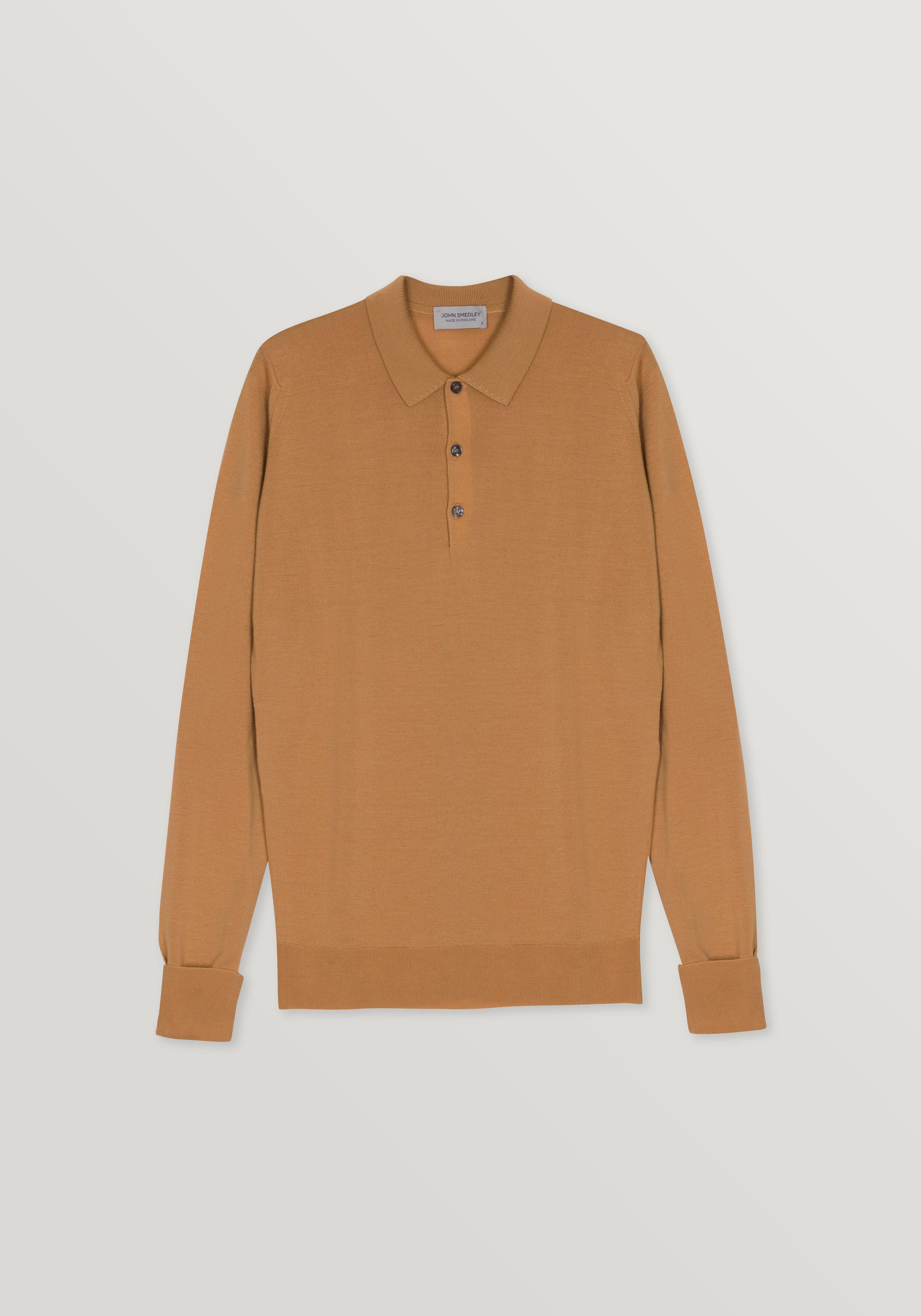 John Smedley Extra-Fine Merino Polo - Nutmeg