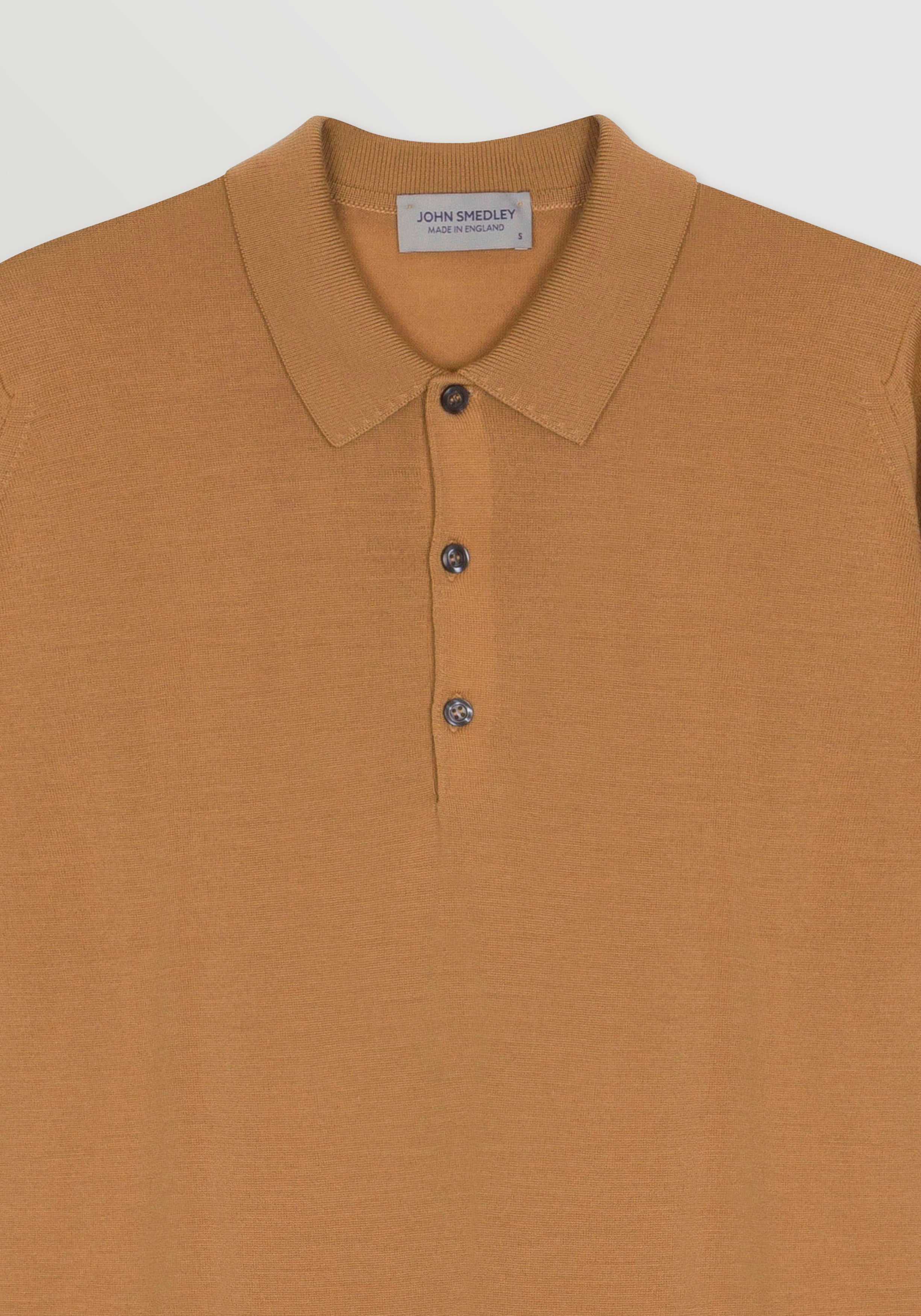 John Smedley Extra-Fine Merino Polo - Nutmeg